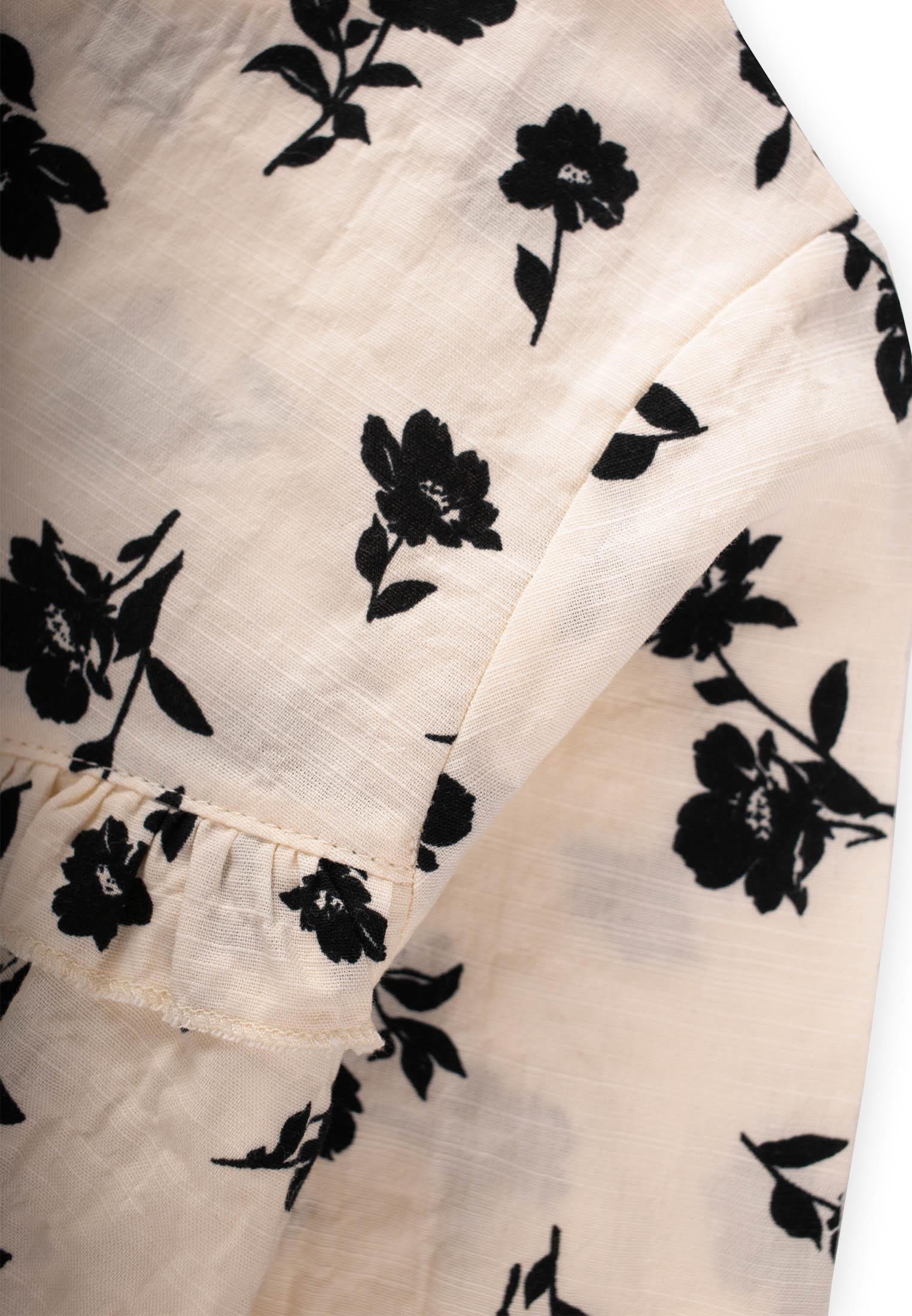 CigitDesenli Gofre Elbise 2-8 Yaş SİYAH ÇİÇEKLİ