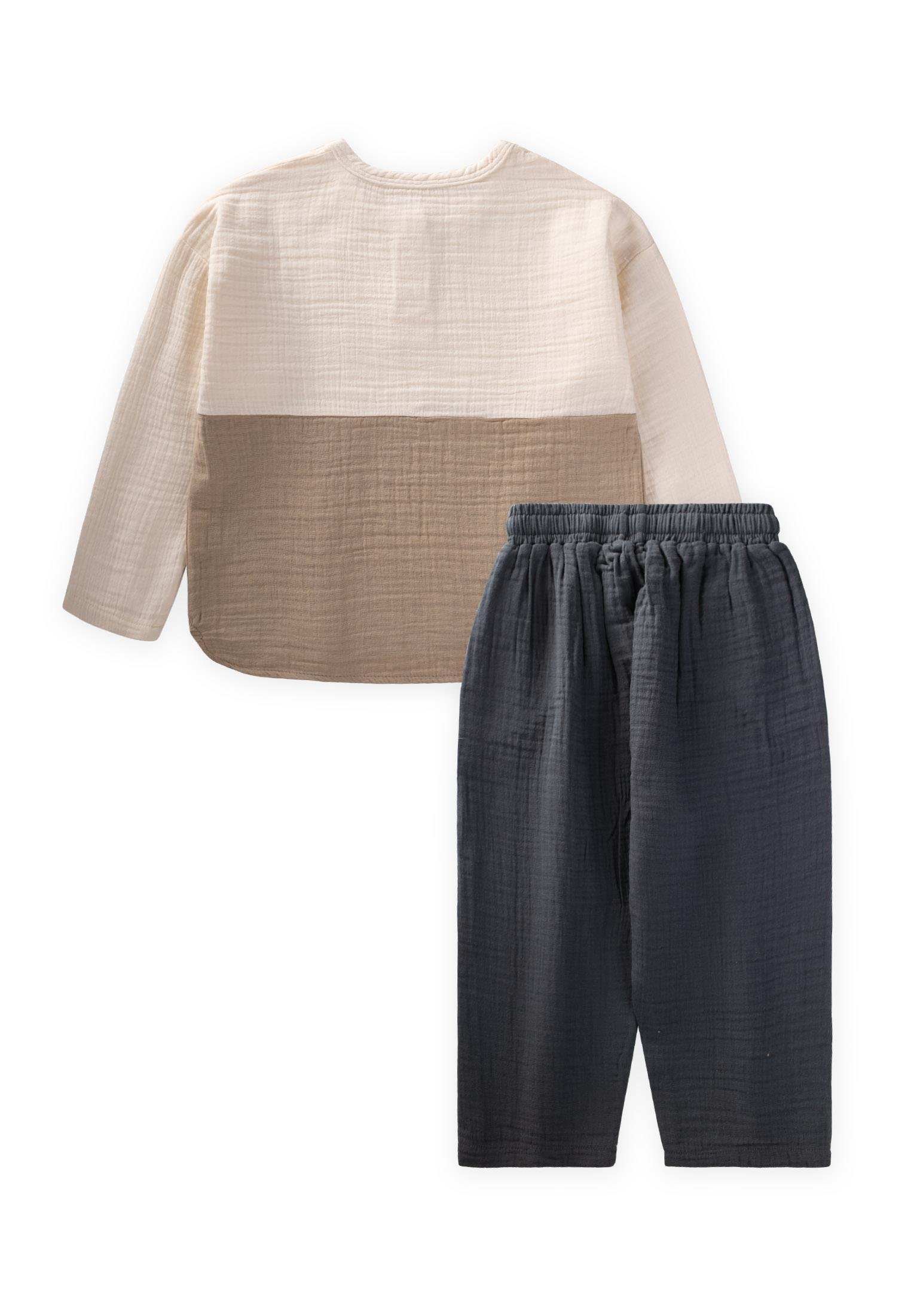 CigitOrganik Bohem Garnili Müslin Mevsimlik Takım 2-8 Yaş NATUREL