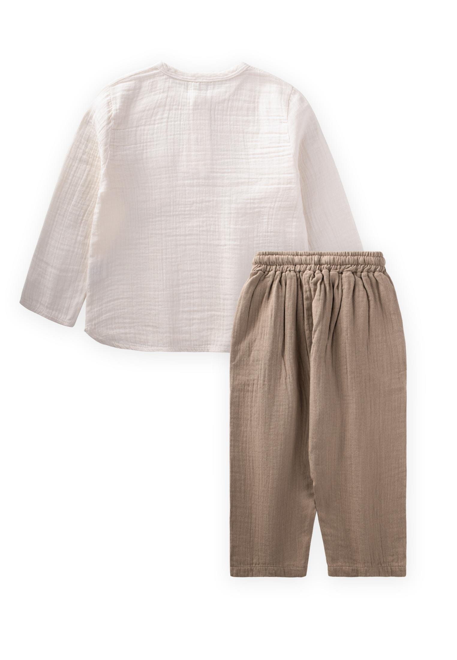 CigitOrganik Bohem Gömlekli Mevsimlik Takım 2-8 Yaş EKRU