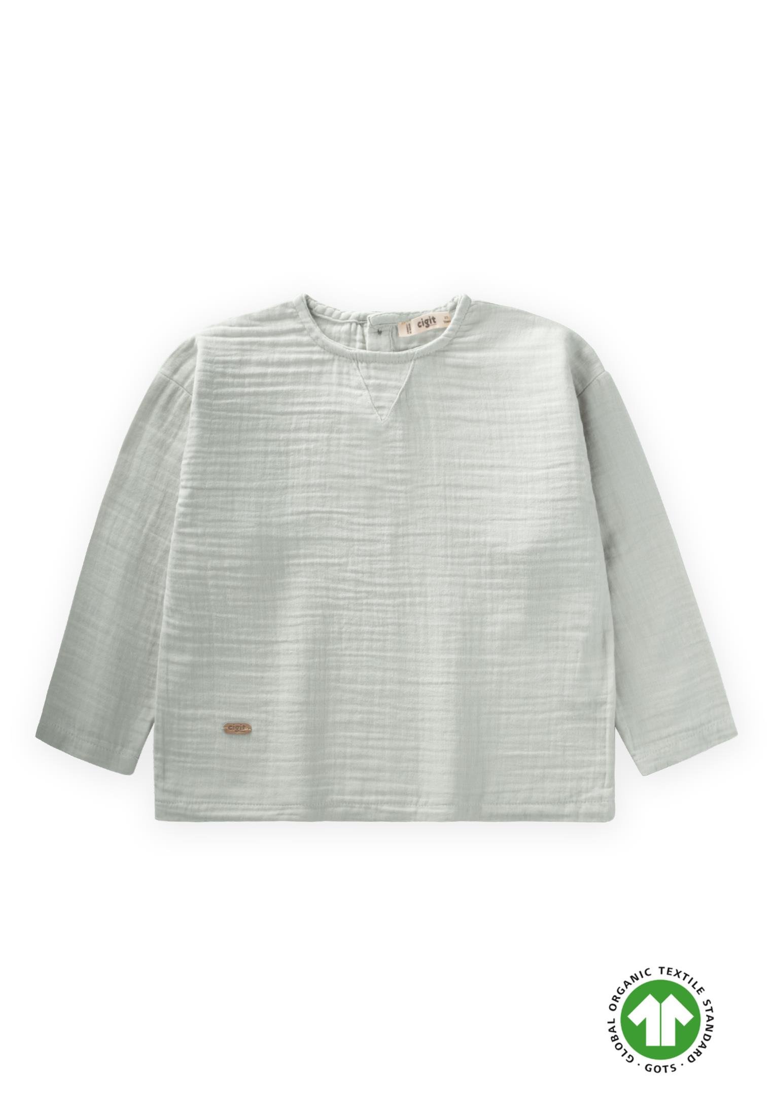 CigitOrganik Üçgen Parçalı Mevsimlik Sweatshırt 2-10 Yaş SU YEŞİLİ