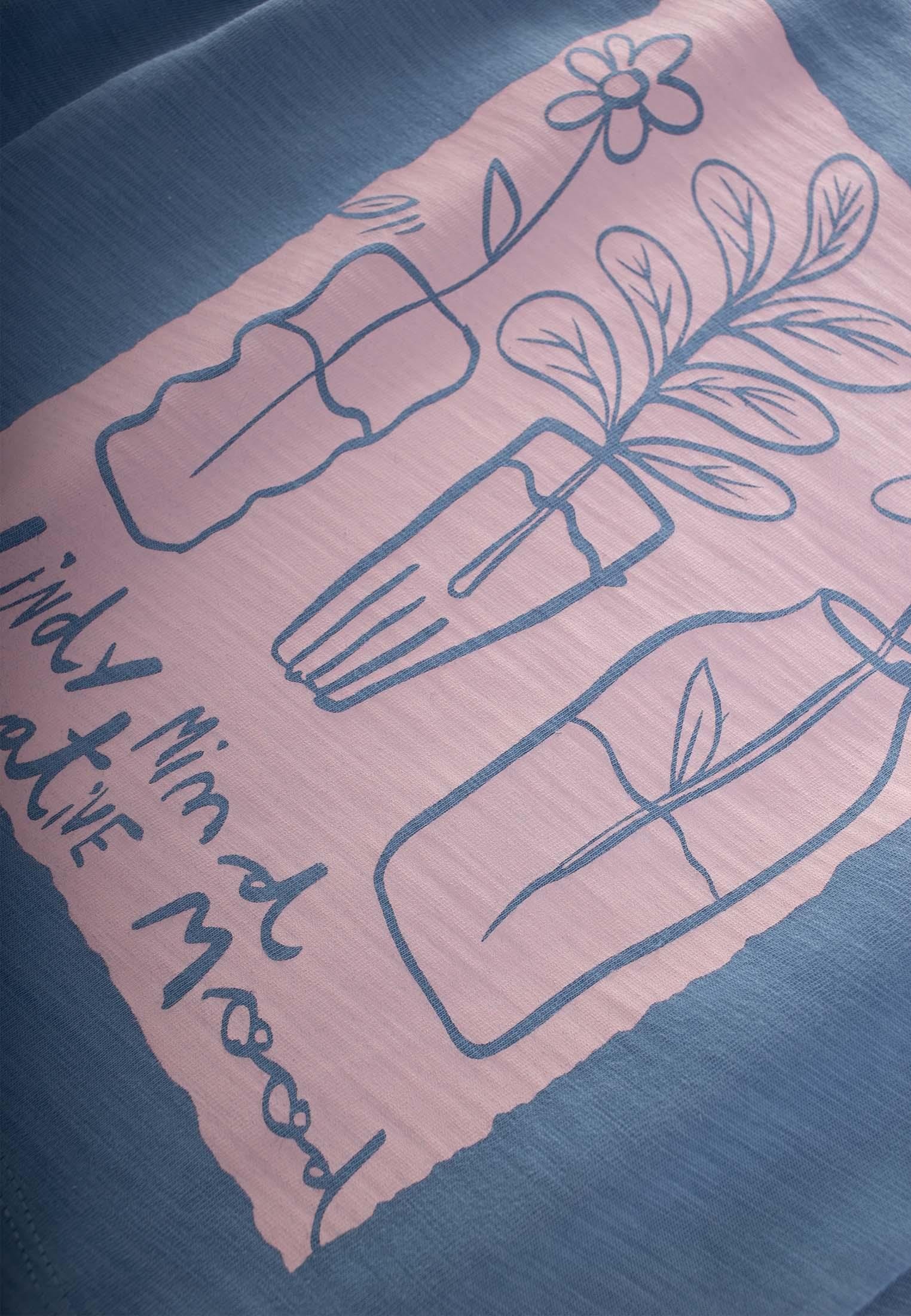 CigitÇiçek Baskılı Mevsimlik T-Shırt 2-10 Yaş MAVİ