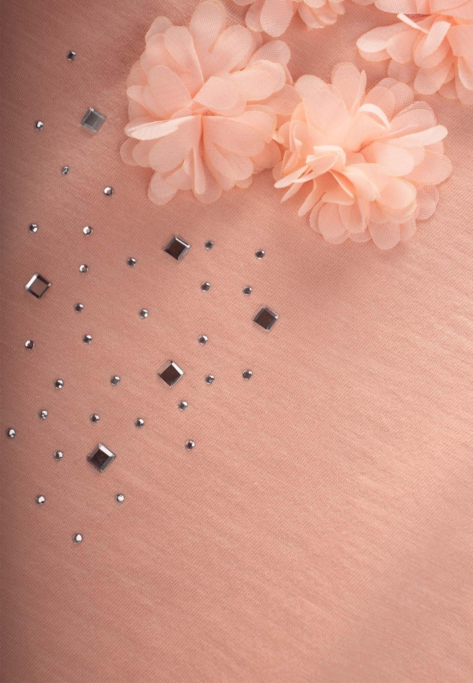 CigitTaşlı Tül Çiçek Detaylı Mevsimlik T-Shırt 3-8 Yaş YAVRUAĞZI