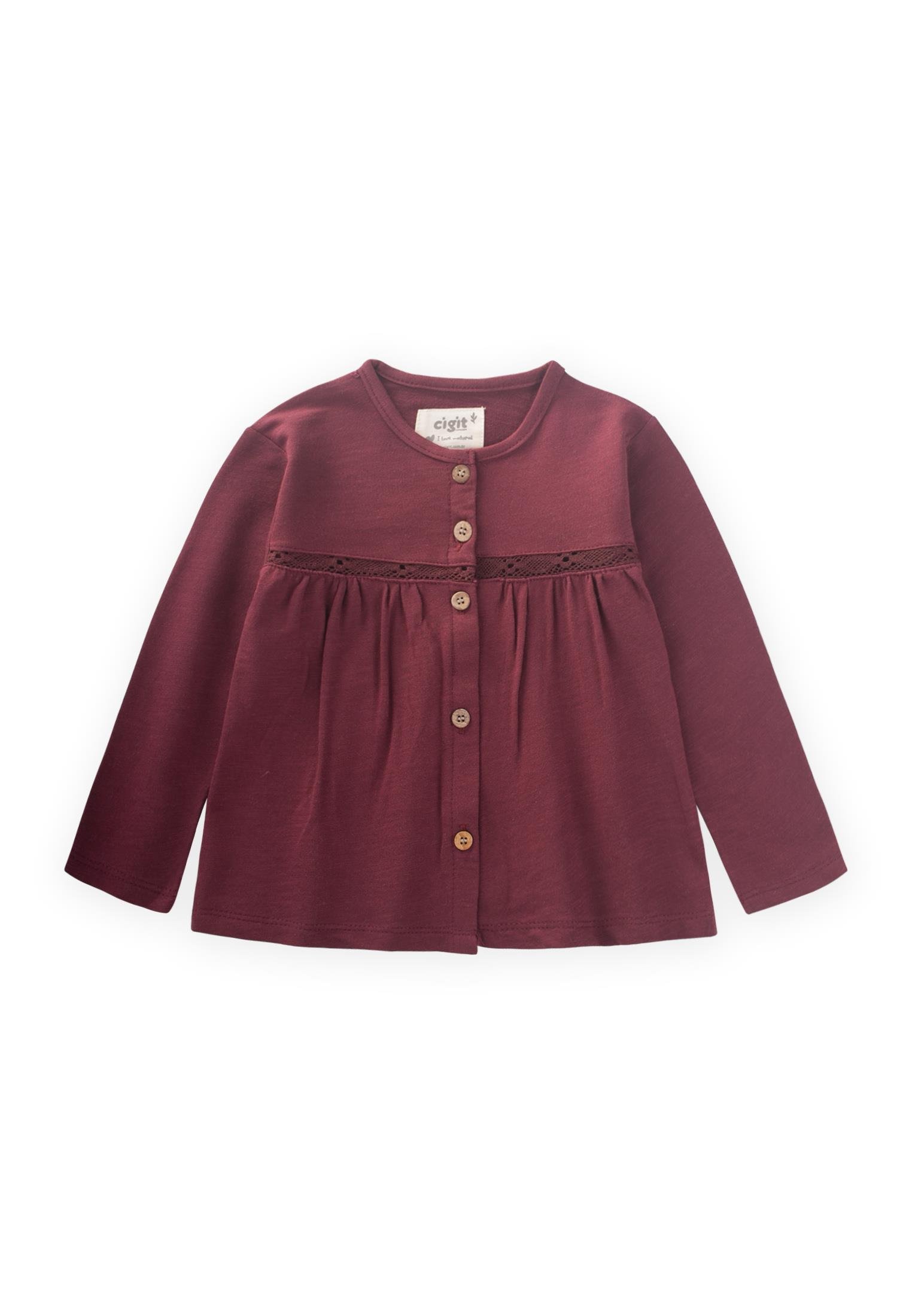 CigitDantel Detaylı Mevsimlik Kız Hırka 1-5 Yaş BORDO