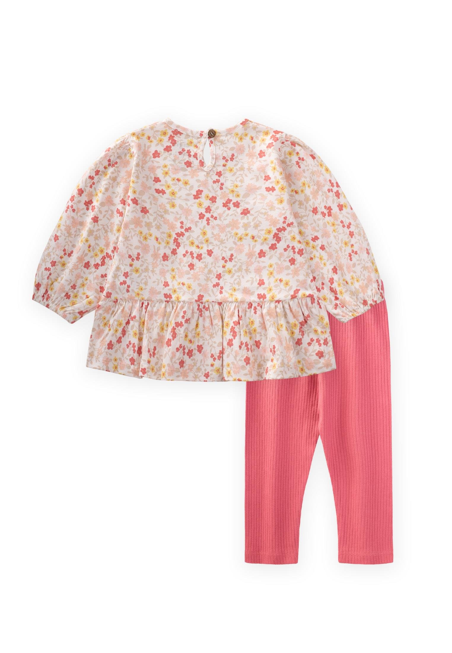 CigitDesenli Uzun Kollu T-Shırt Takım 1-8 Yaş EKRU