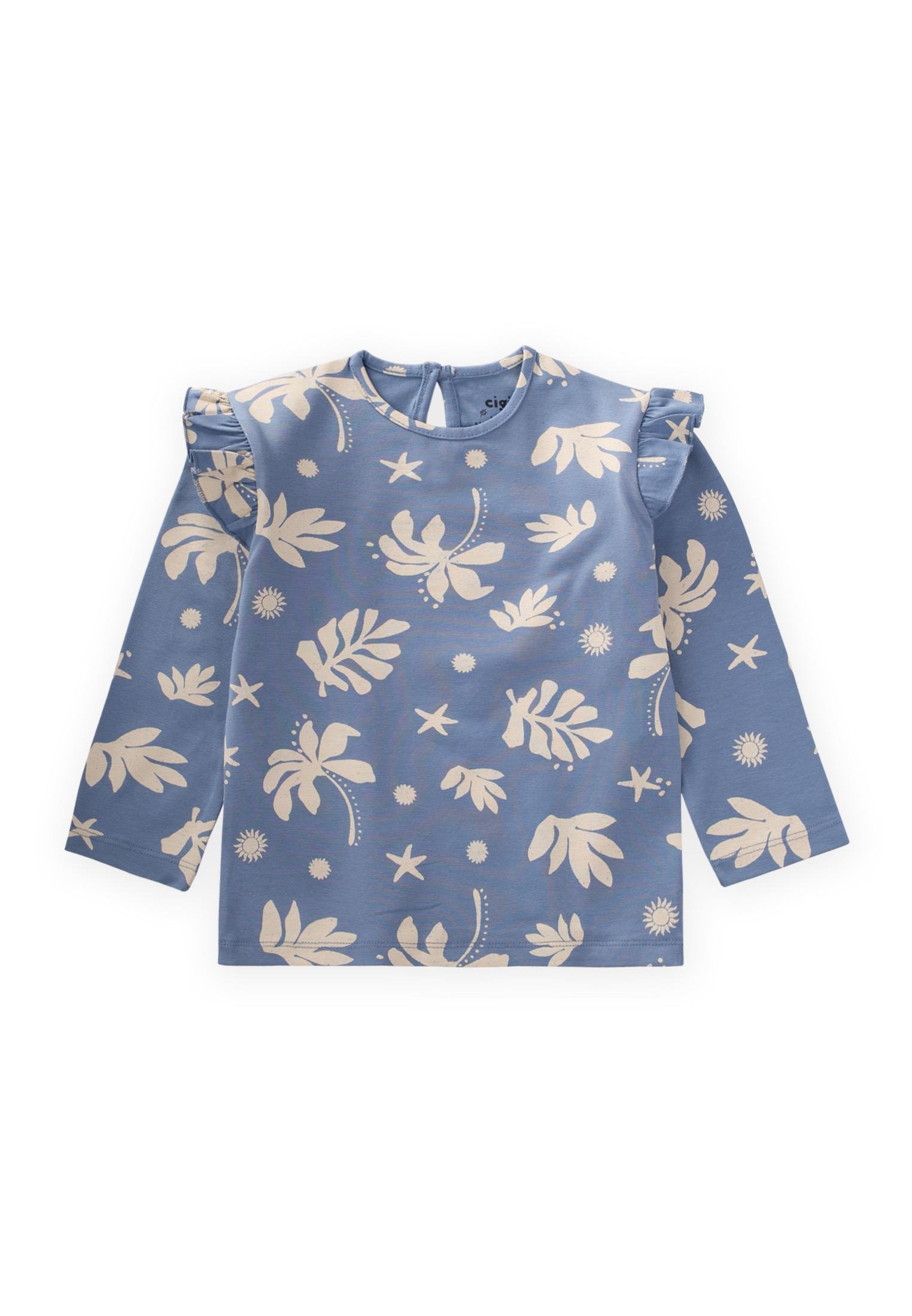 CigitDesenli Uzun Kollu T-Shırt 2-10 Yaş MAVİ