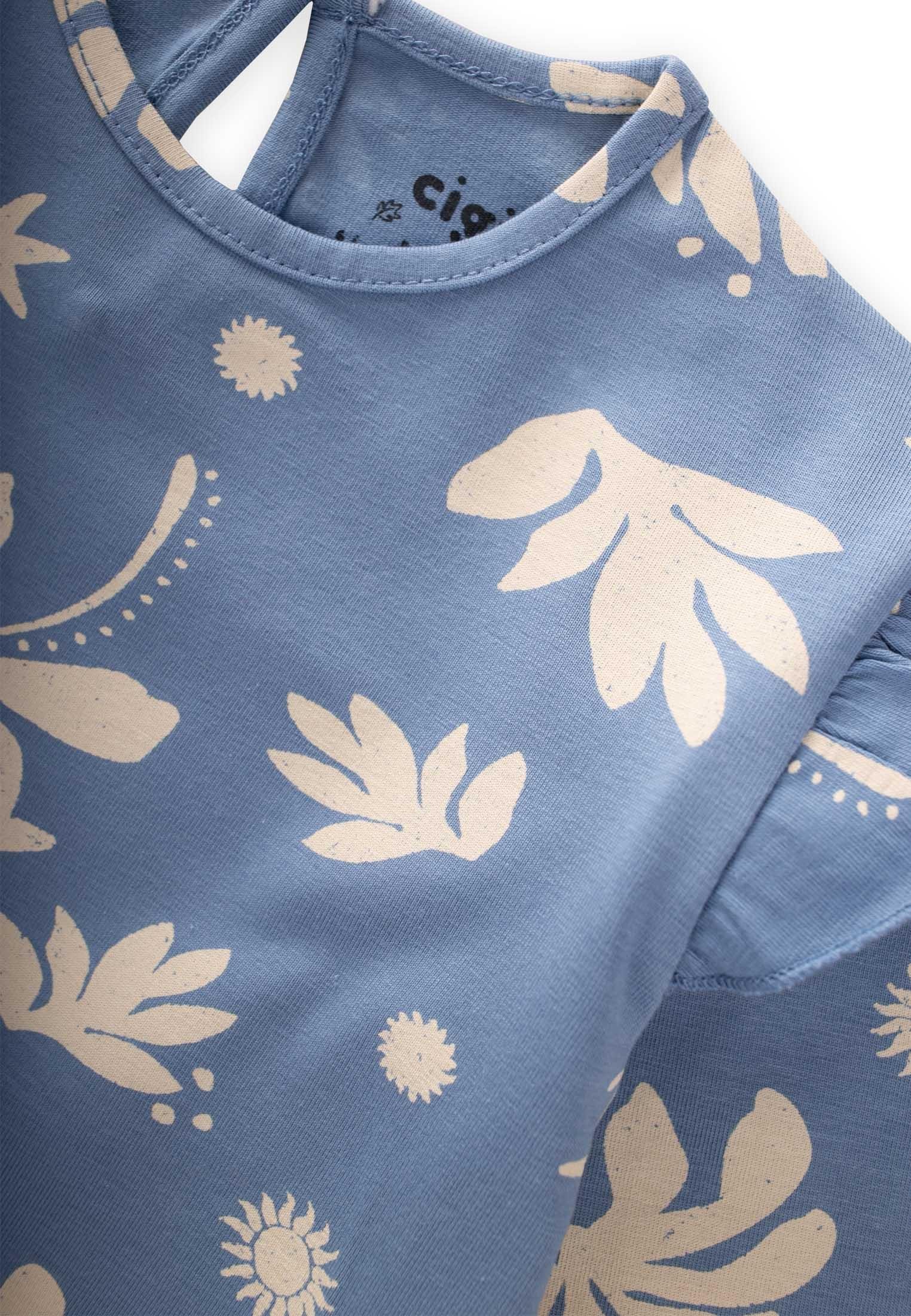 CigitDesenli Uzun Kollu T-Shırt 2-10 Yaş MAVİ