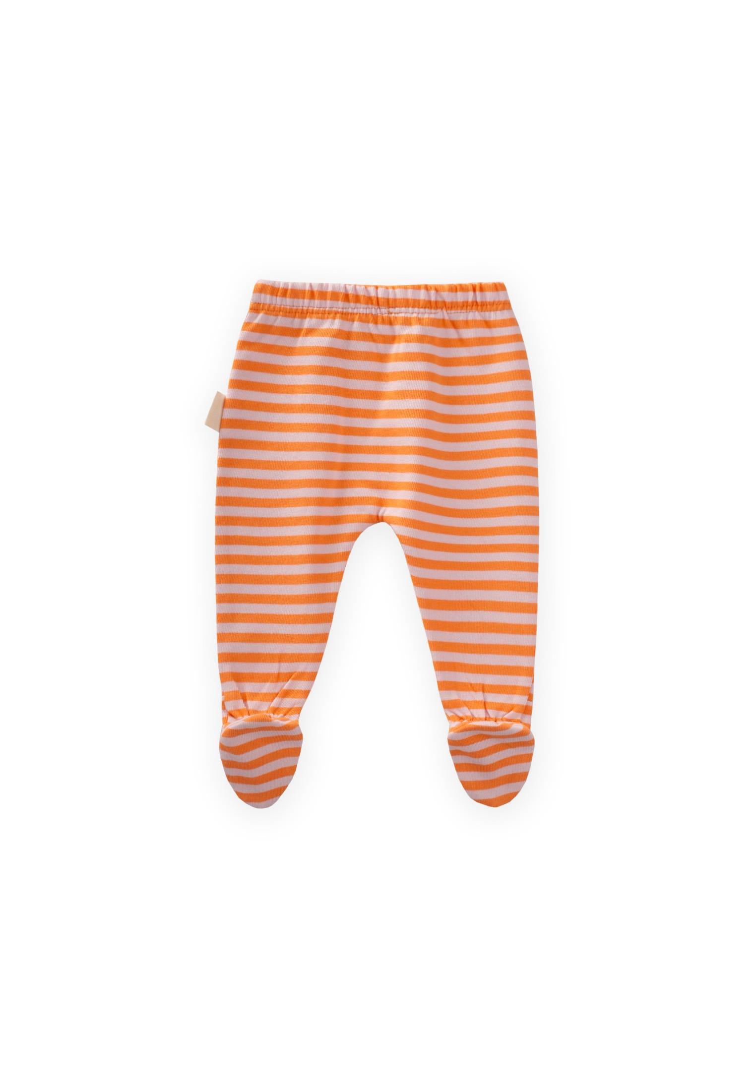 CigitAyaklı Bebe Pantolon 0-6 Ay PUDRA ŞEFTALİ ÇİZGİLİ