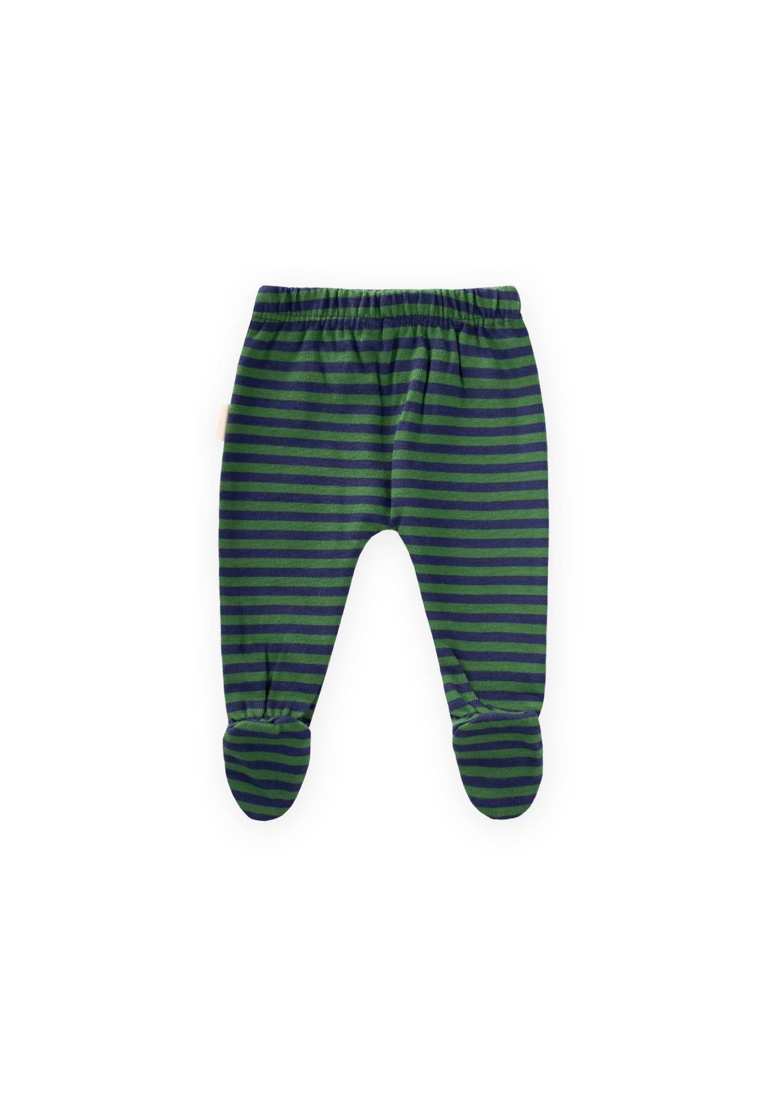 CigitAyaklı Bebe Pantolon 0-6 Ay HAKİ LACİVERT ÇİZGİLİ