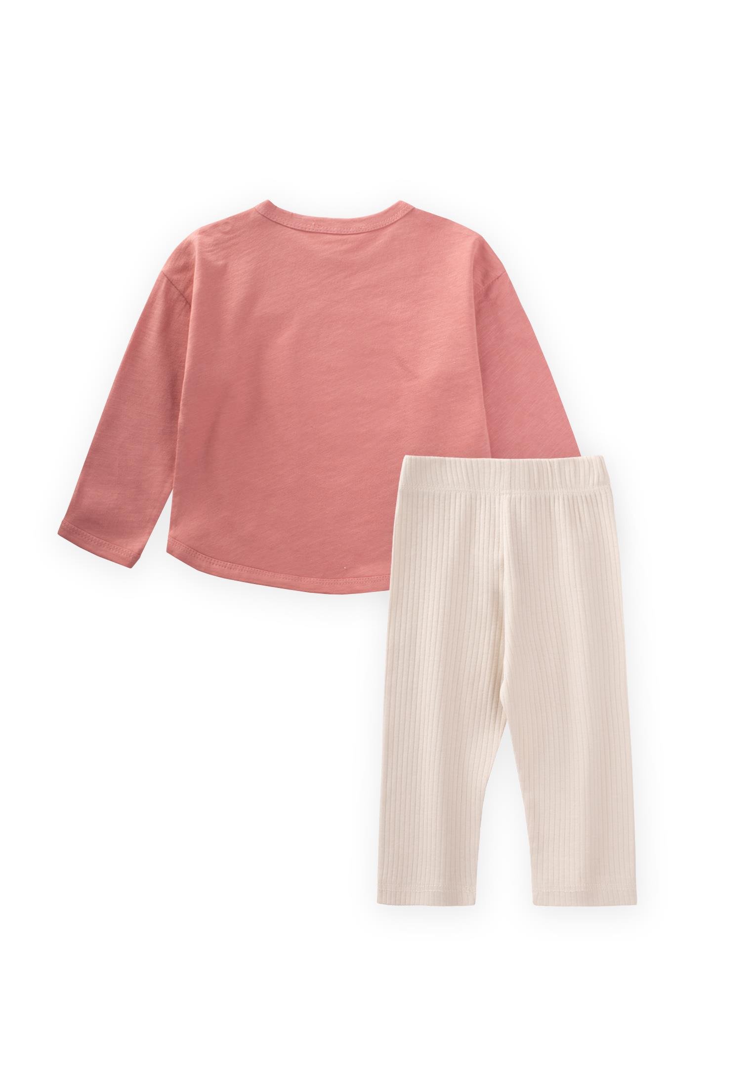 CigitUzun Kollu Baskılı T-Shırt Takım 1-5 Yaş K PEMBE