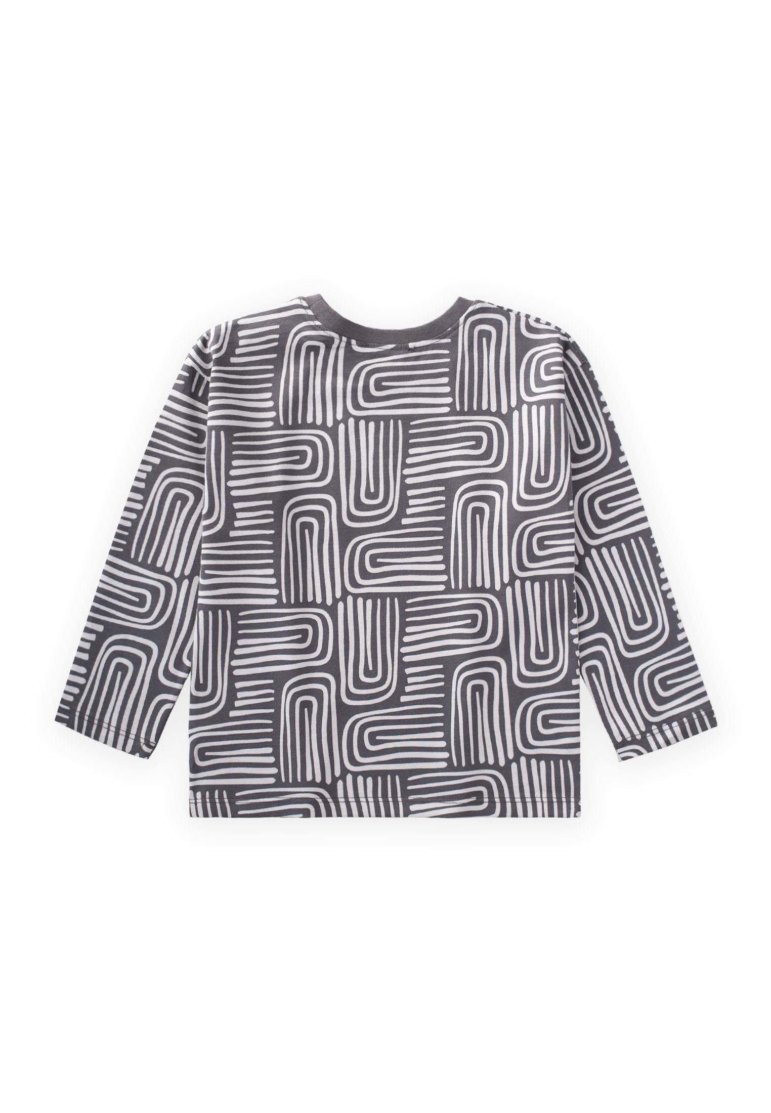 CigitUzun Kollu Desenli T-Shırt 3-12 Yaş ANTRASİT