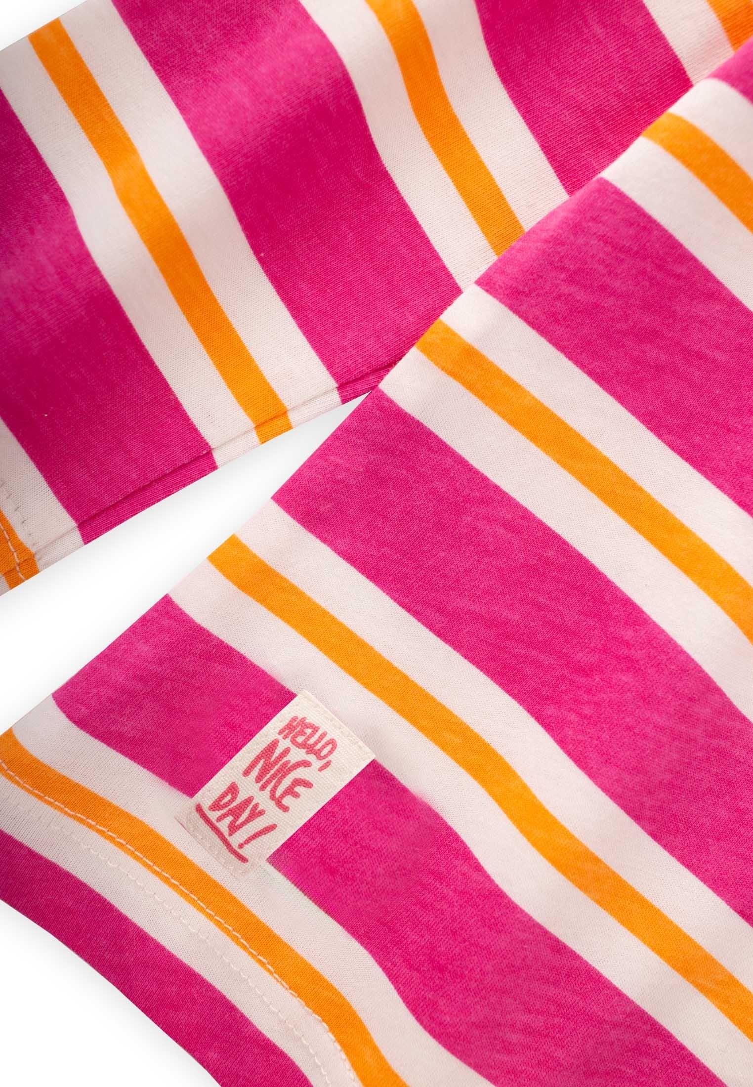 CigitÇizgili Uzun Kollu T-Shırt Takım 2-12 Yaş FUŞYA TURUNCU ÇİZGİ