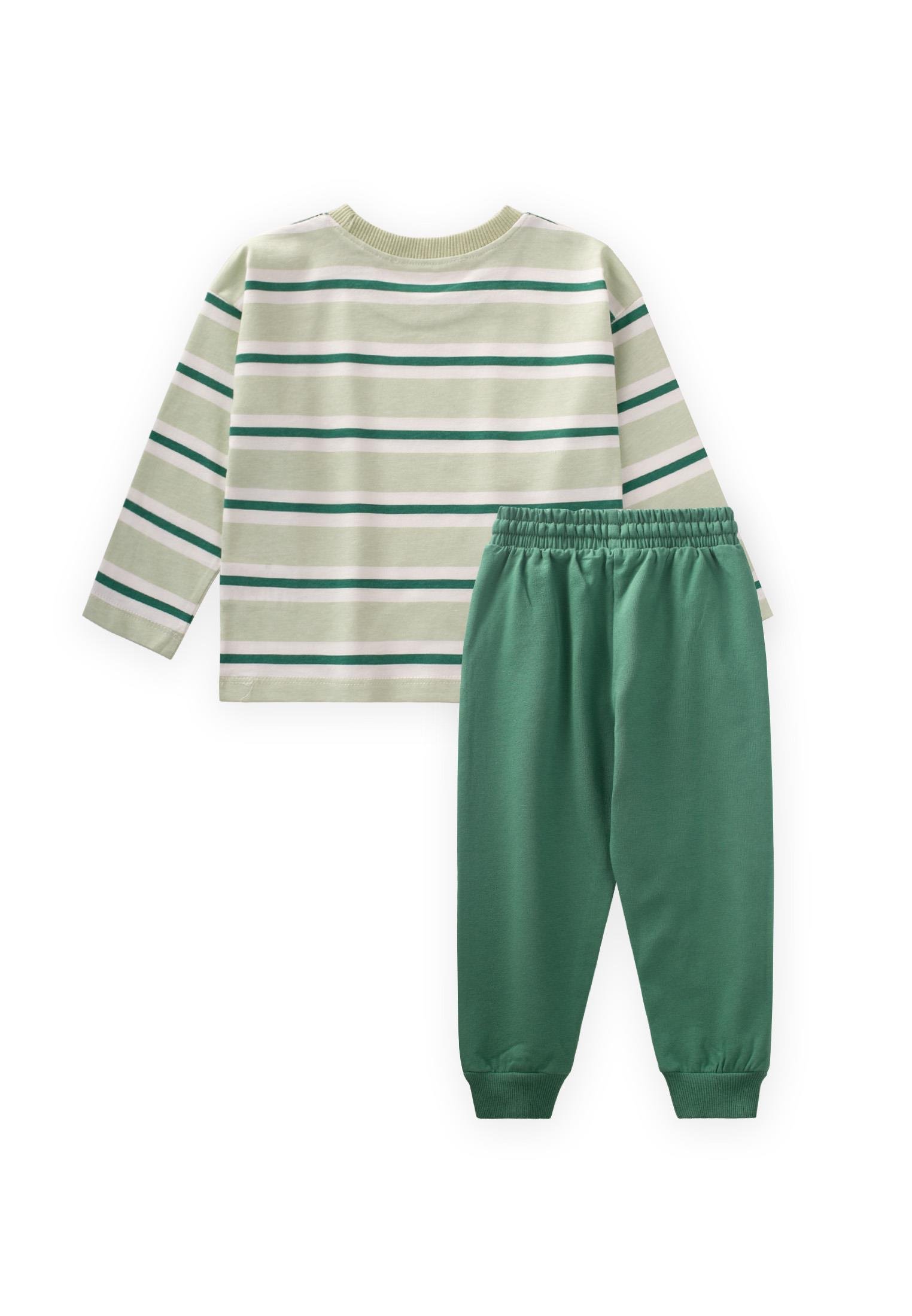 CigitÇizgili Uzun Kollu T-Shırt Takım 2-12 Yaş MİNT YEŞİL ÇİZGİLİ