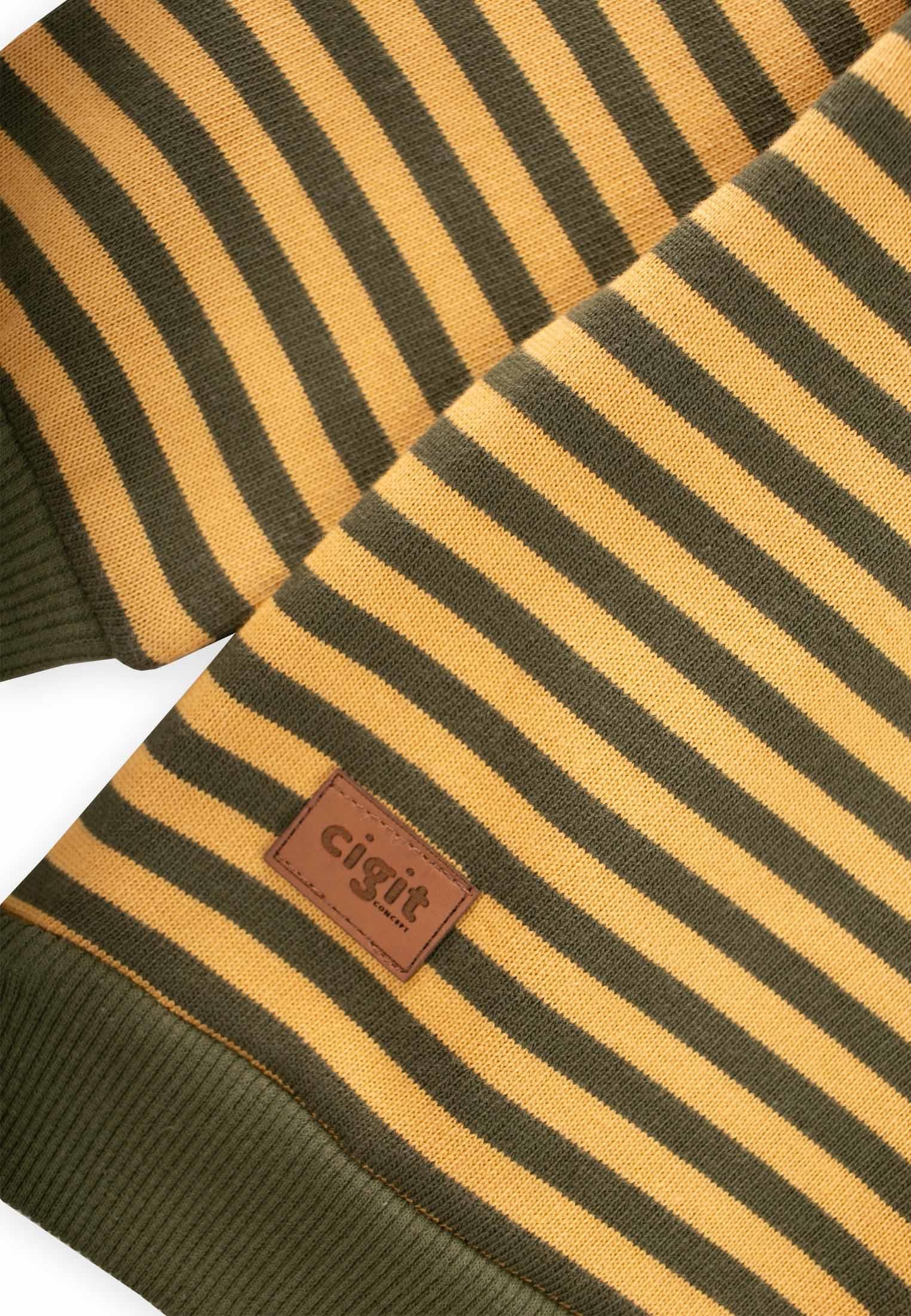 CigitÇizgili Triko Sweatshırt 0-4 Yaş HARDAL HAKİ