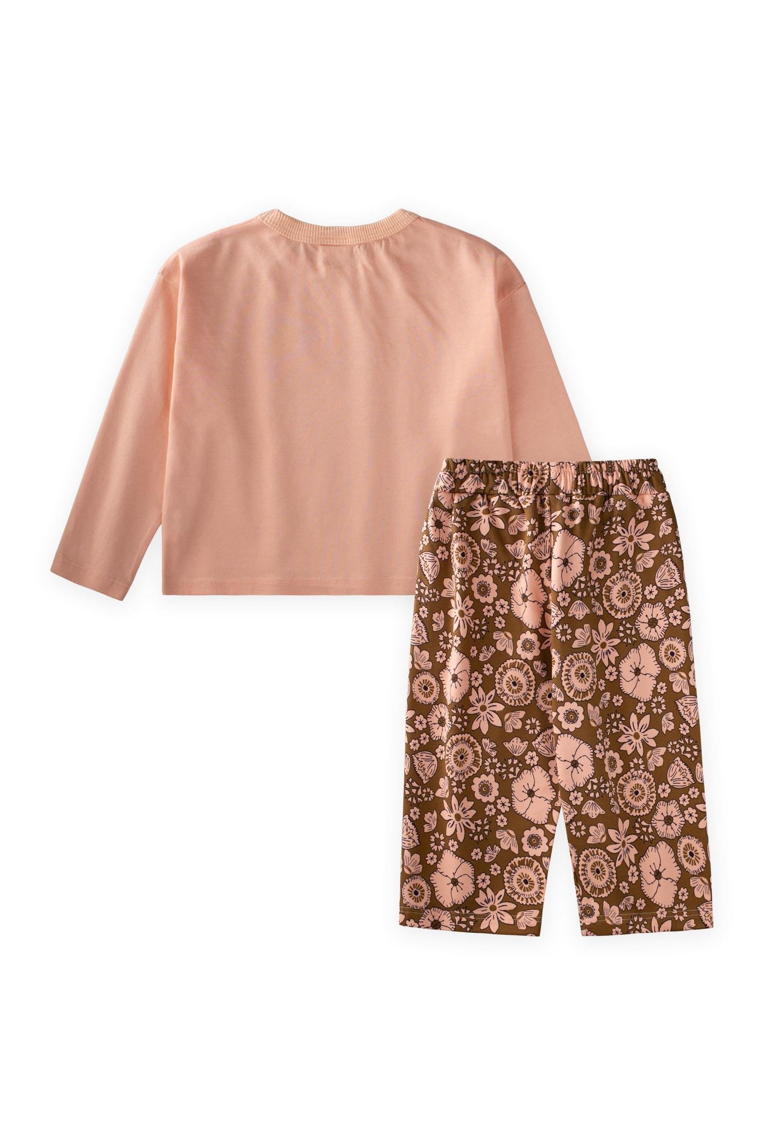 CigitUzun Kollu Desenli Yüksek Bel Pantolonlu Takım 2-8 Yaş SOMON