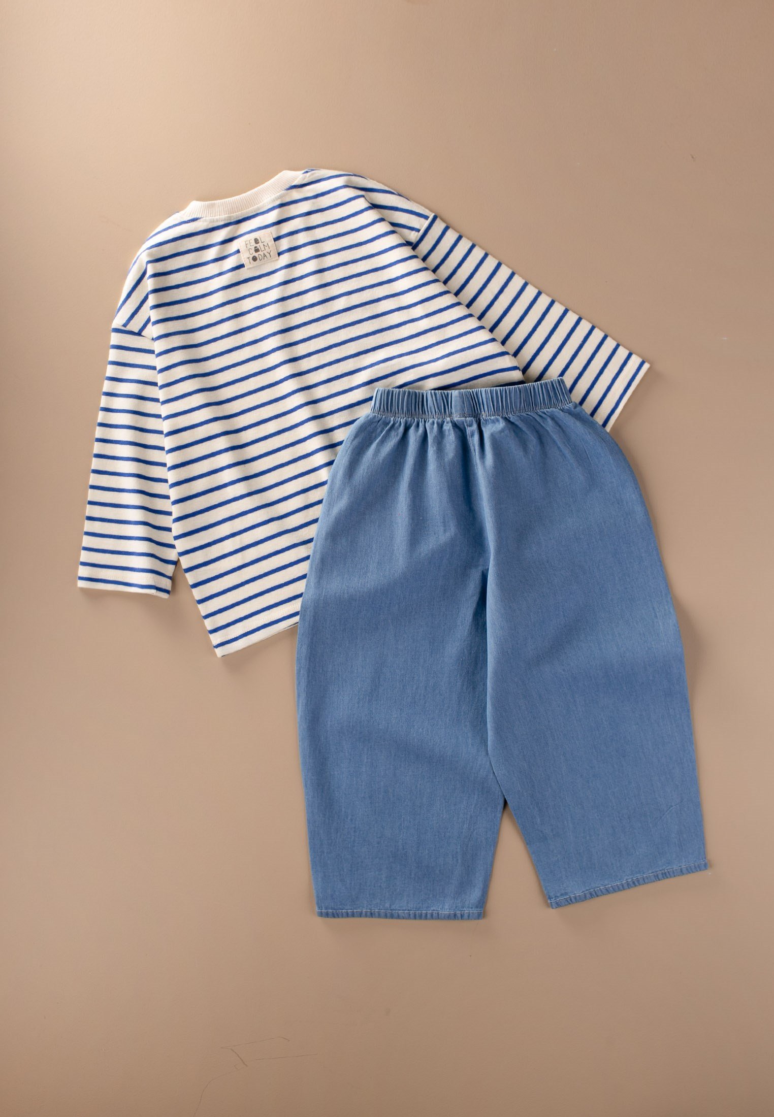 CigitOversize Mevsimlik Geniş Kesim Pantolon Takım 2-10 MAVİ ÇİZGİLİ