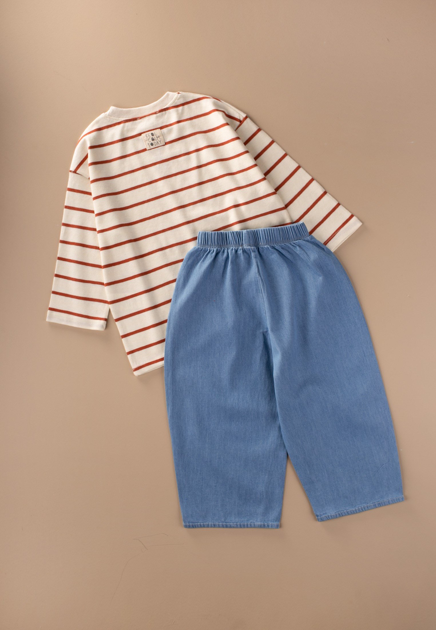 CigitOversize Mevsimlik Geniş Kesim Pantolon Takım 2-10 KİREMİT ÇİZGİLİ
