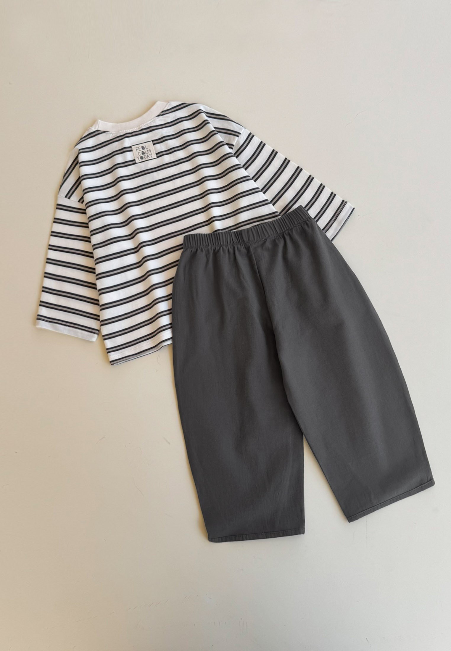 CigitOversize Mevsimlik Geniş Kesim Pantolon Takım 2-10 ANTRASİT ÇİZGİLİ