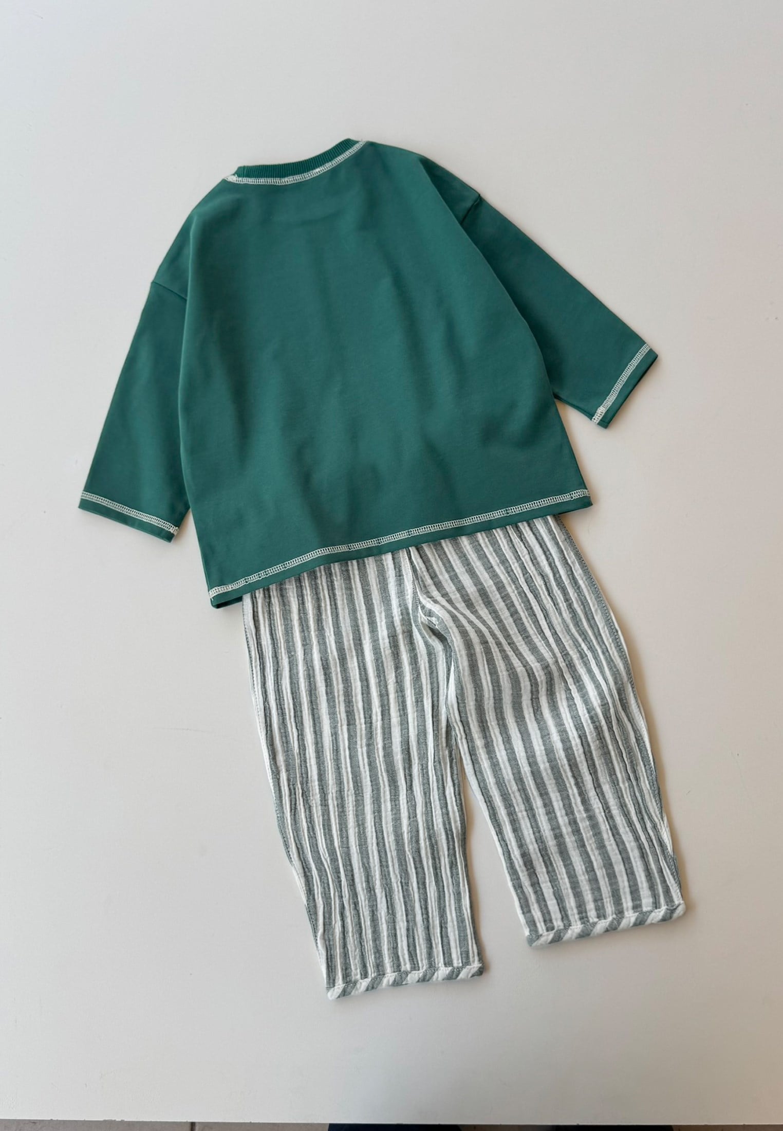 CigitOversize Pantolon Takım 2-10 Yaş YEŞİL KLN ÇİZG