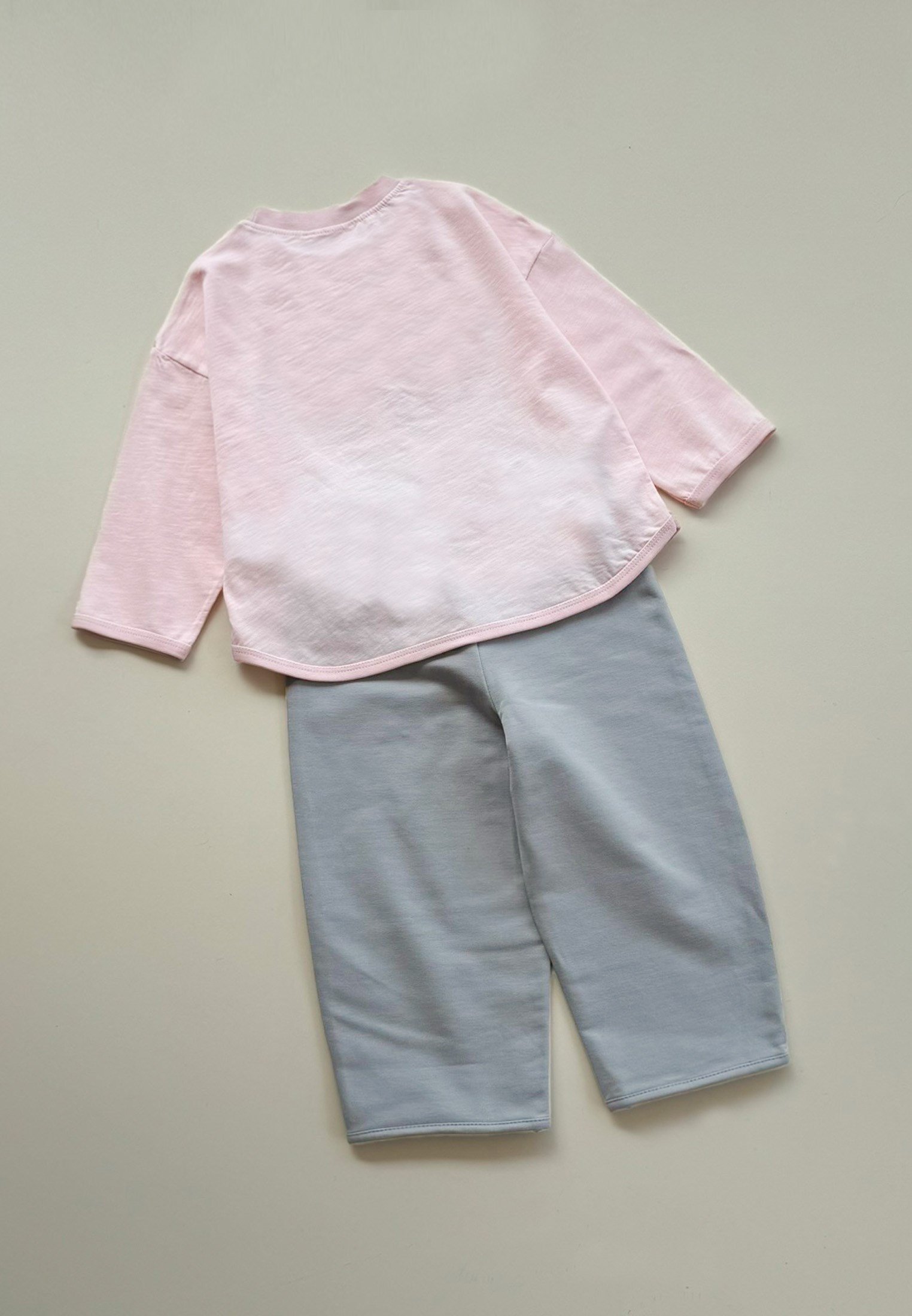 CigitOversize Uzun Kollu T-Shirt Takım 2-8 Yaş PUDRA PEMBE