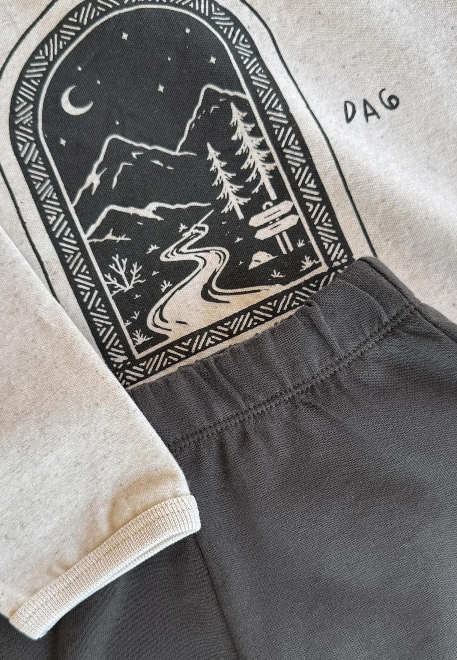 CigitOversize Uzun Kollu T-Shirt Takım 2-8 Yaş BEJ MELANJ