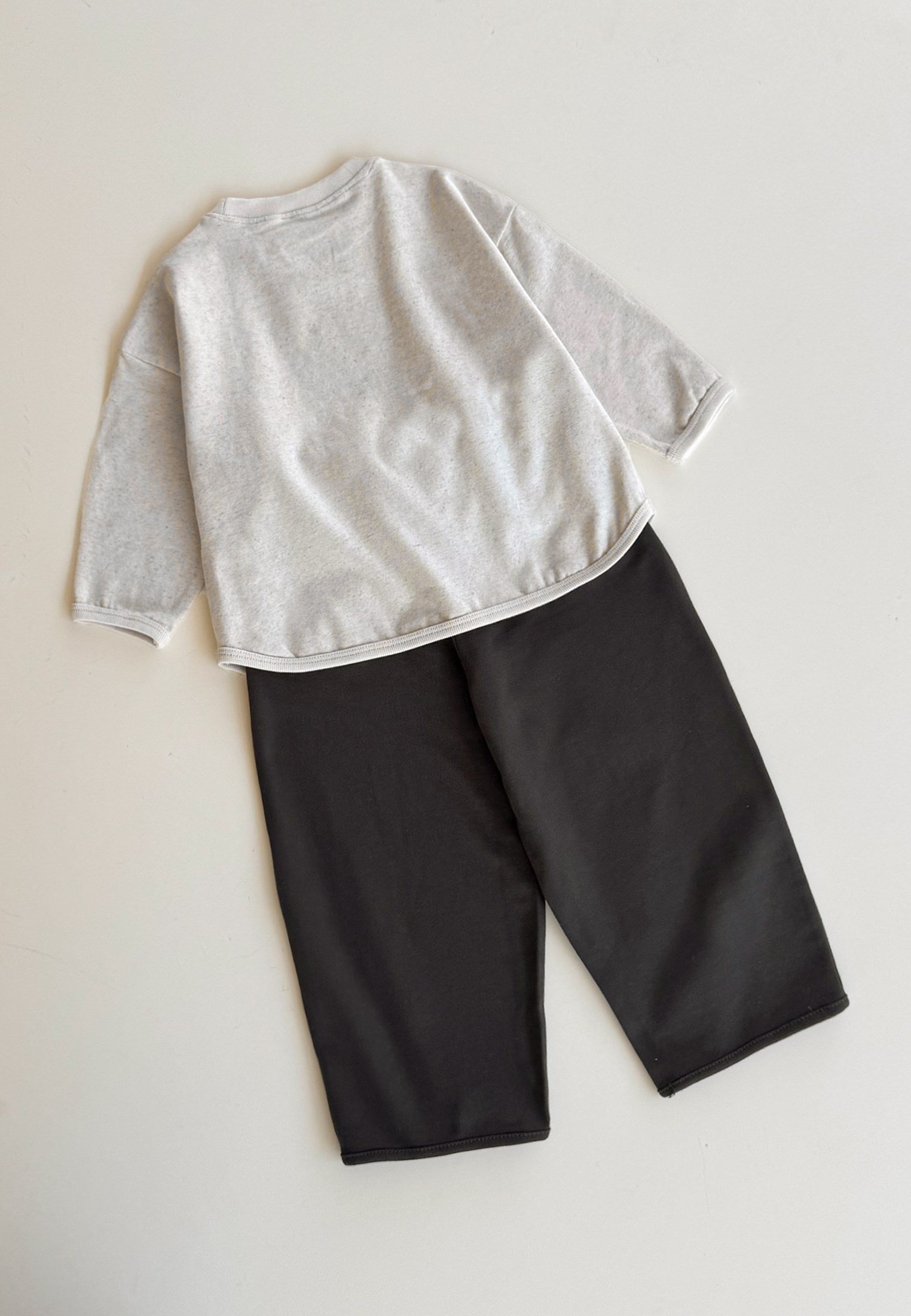 CigitOversize Uzun Kollu T-Shirt Takım 2-8 Yaş BEJ MELANJ