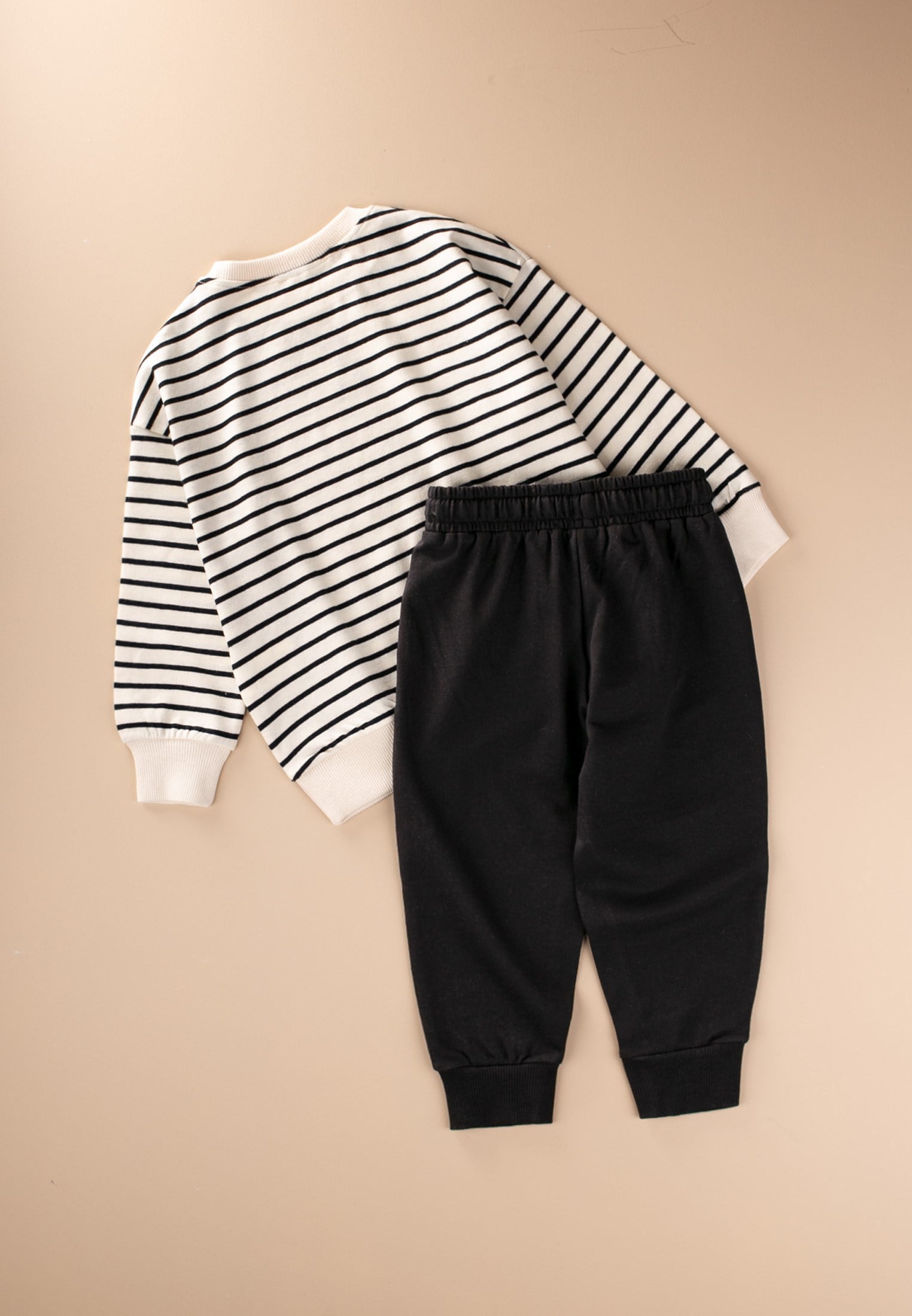 CigitÇizgili Sweatshirt Takım 2-8 Yaş SİYAH ÇİZGİLİ
