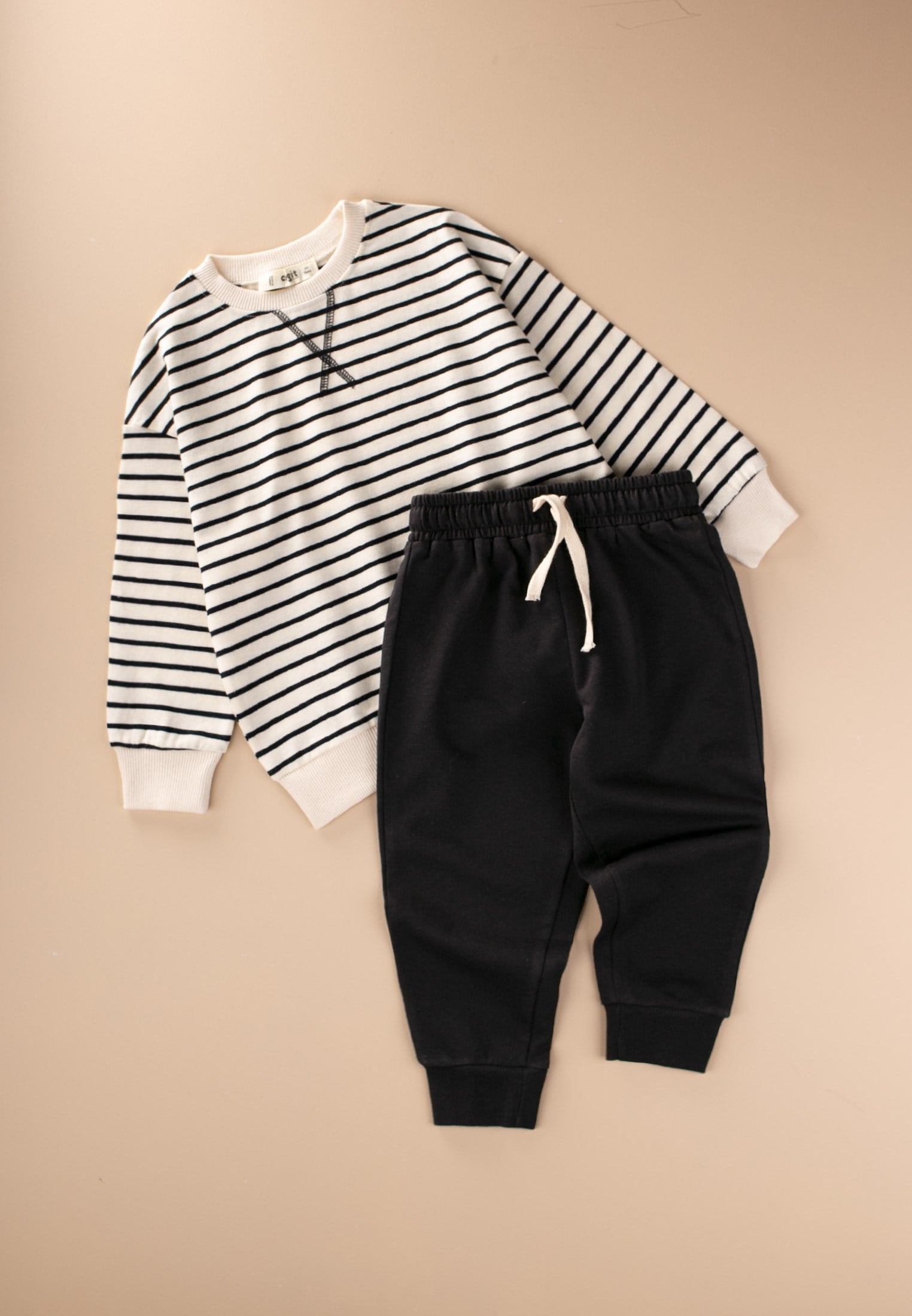 CigitÇizgili Sweatshirt Takım 2-8 Yaş SİYAH ÇİZGİLİ