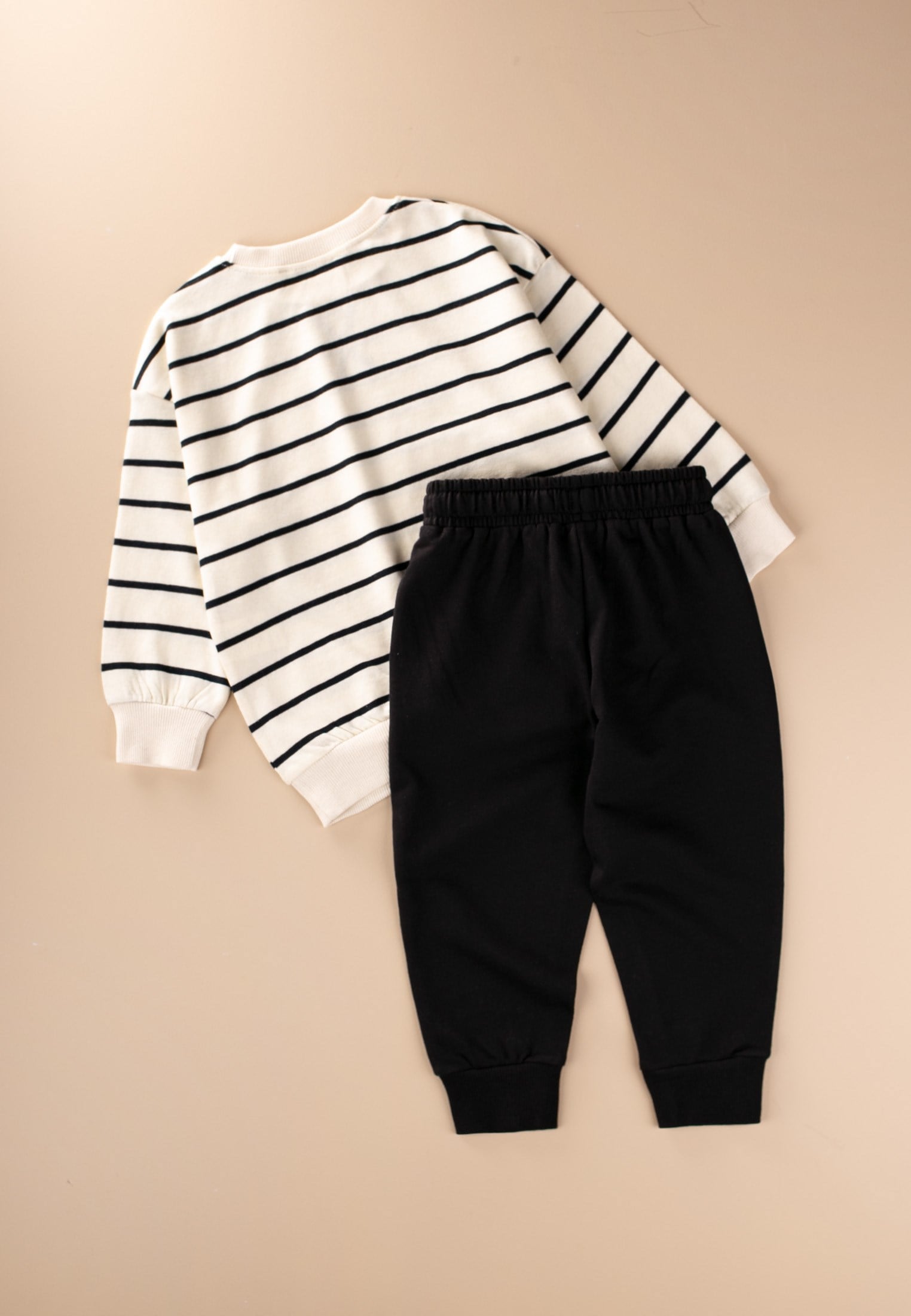 CigitÇizgili Sweatshirt Takım 2-8 Yaş SİYAH GENİŞ ÇİZGİLİ