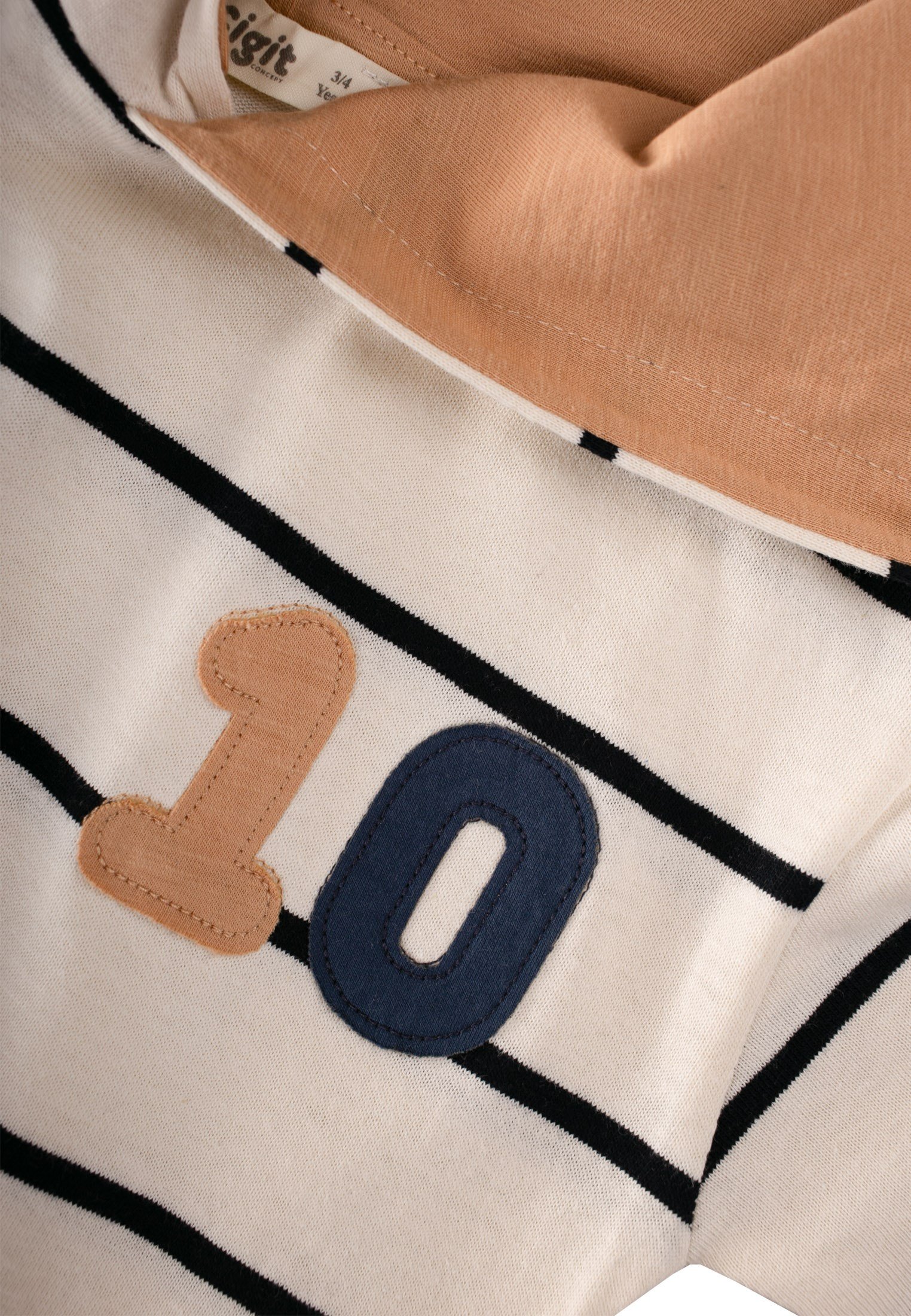 CigitÇizgili Kapşonlu Mevsimlik T-Shirt 3-10 Yaş EKRU