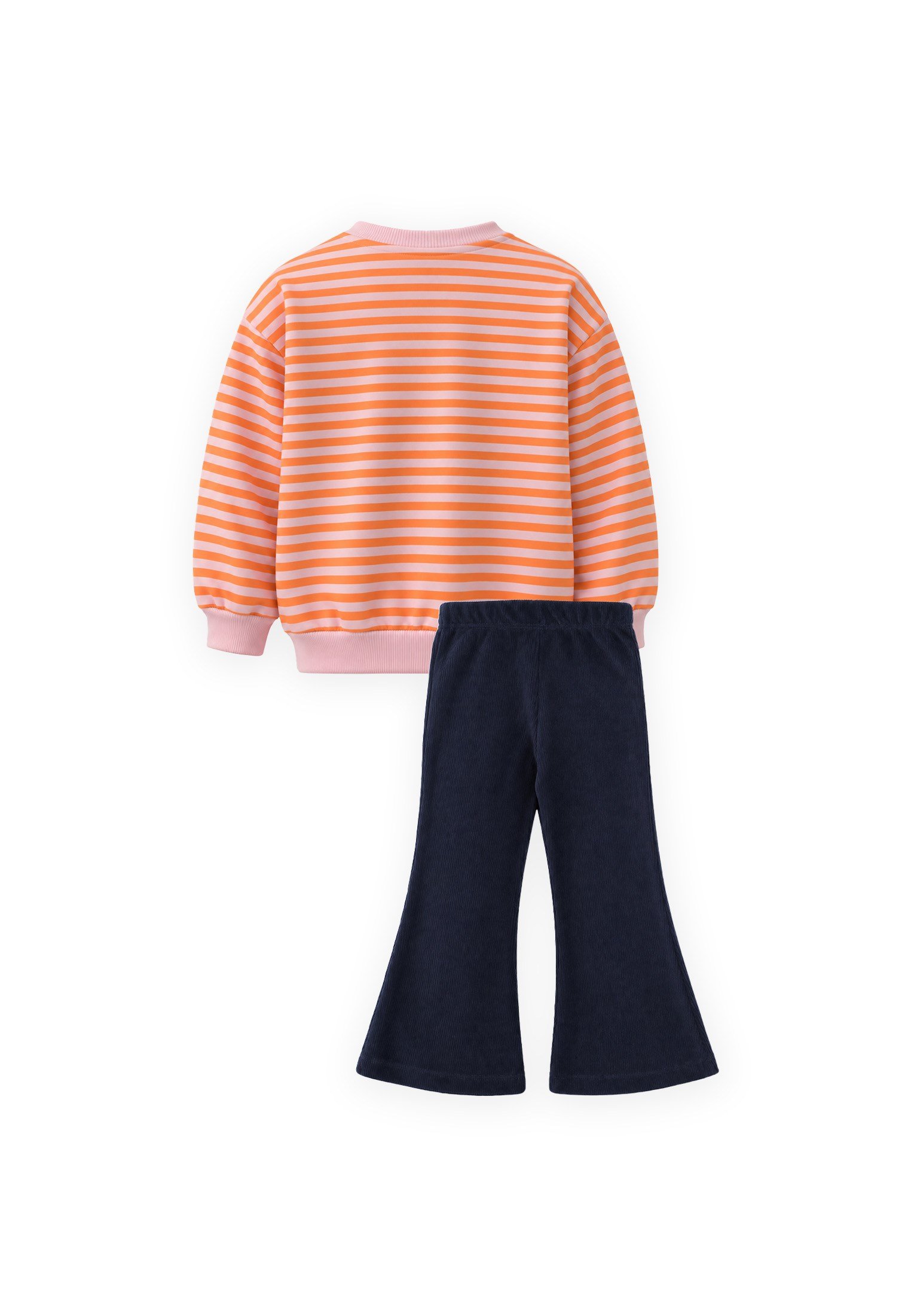 CigitKadife Taytlı Triko Sweatshirt Takım 1-6 Yaş TURUNCU ÇİZGİLİ
