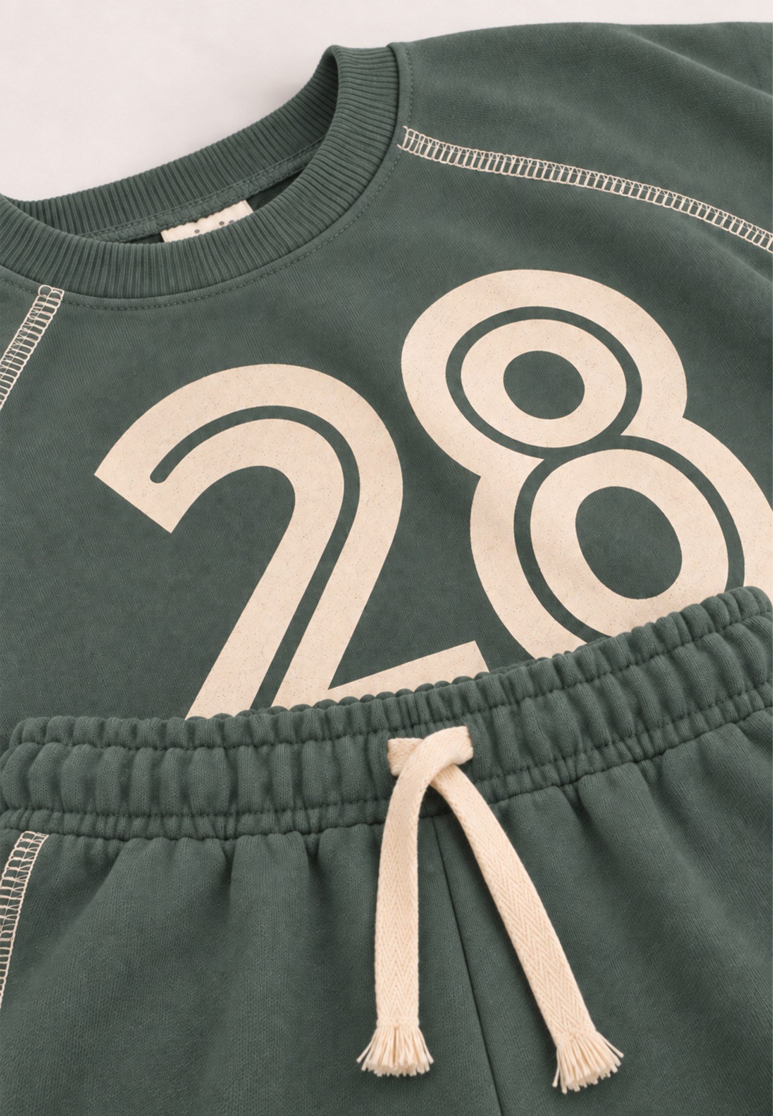 CigitKaryoka Detaylı Baskılı Mevsimlik Sweatshirt Takım 2-10 Yaş HAKİ YEŞİL