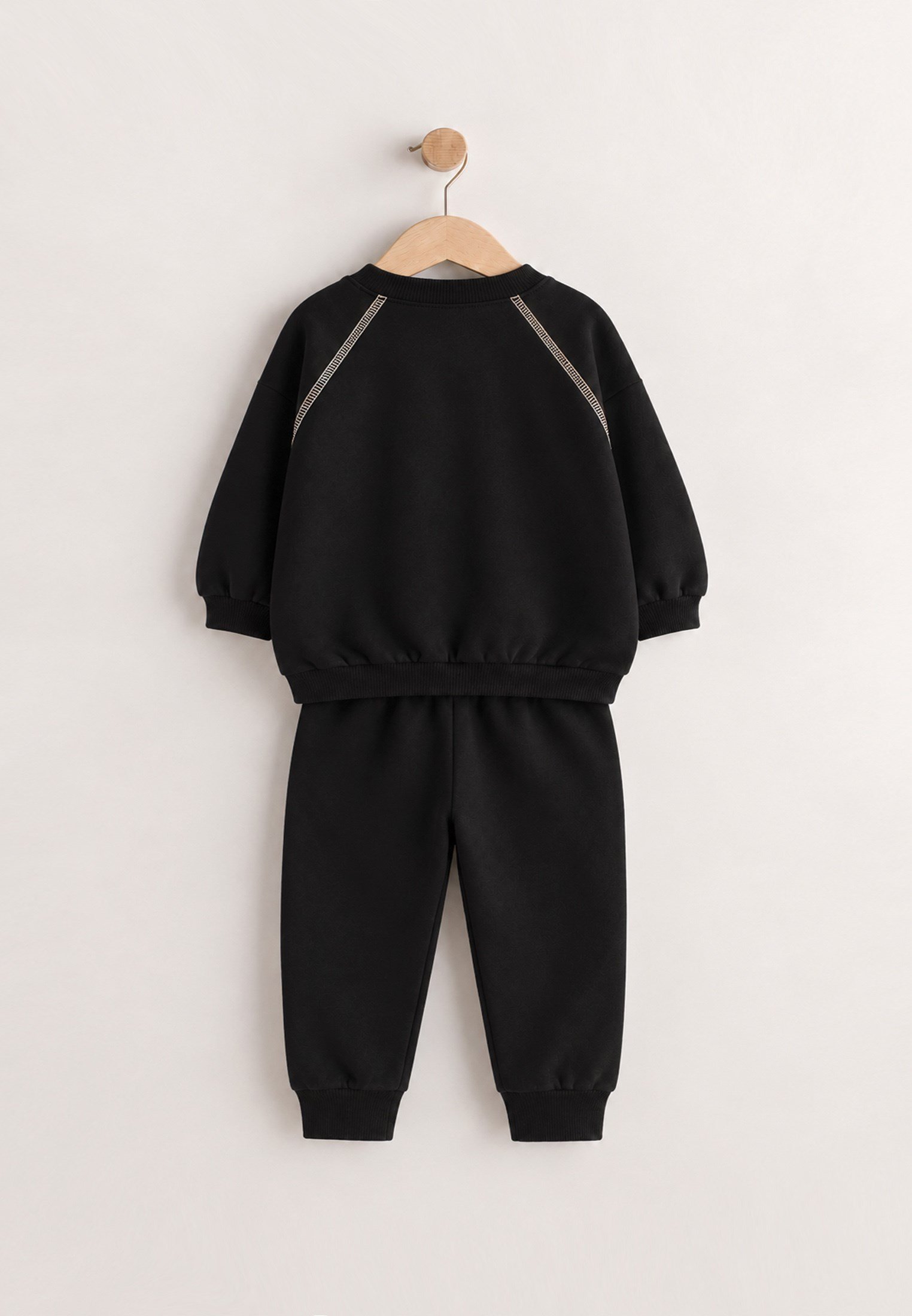 CigitKaryoka Detaylı Baskılı Mevsimlik Sweatshirt Takım 2-10 Yaş SİYAH
