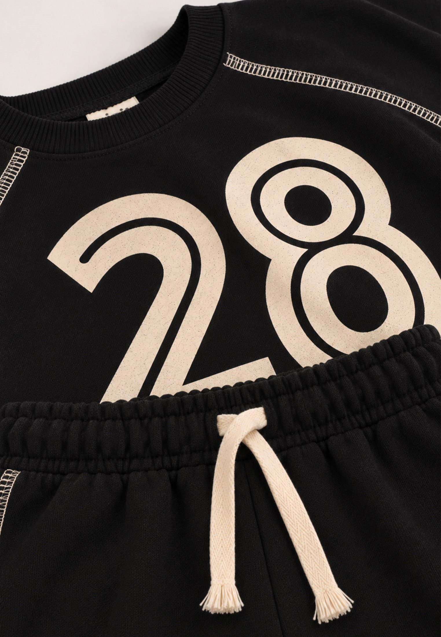 CigitKaryoka Detaylı Baskılı Mevsimlik Sweatshirt Takım 2-10 Yaş SİYAH