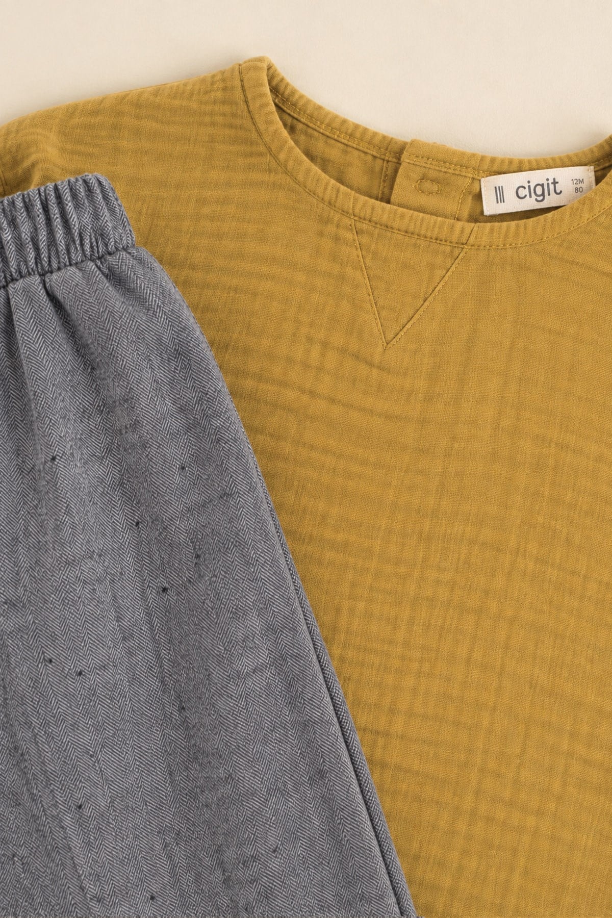CigitMüslin Sweatshirt Takım 2-8 Yaş HARDAL SARI