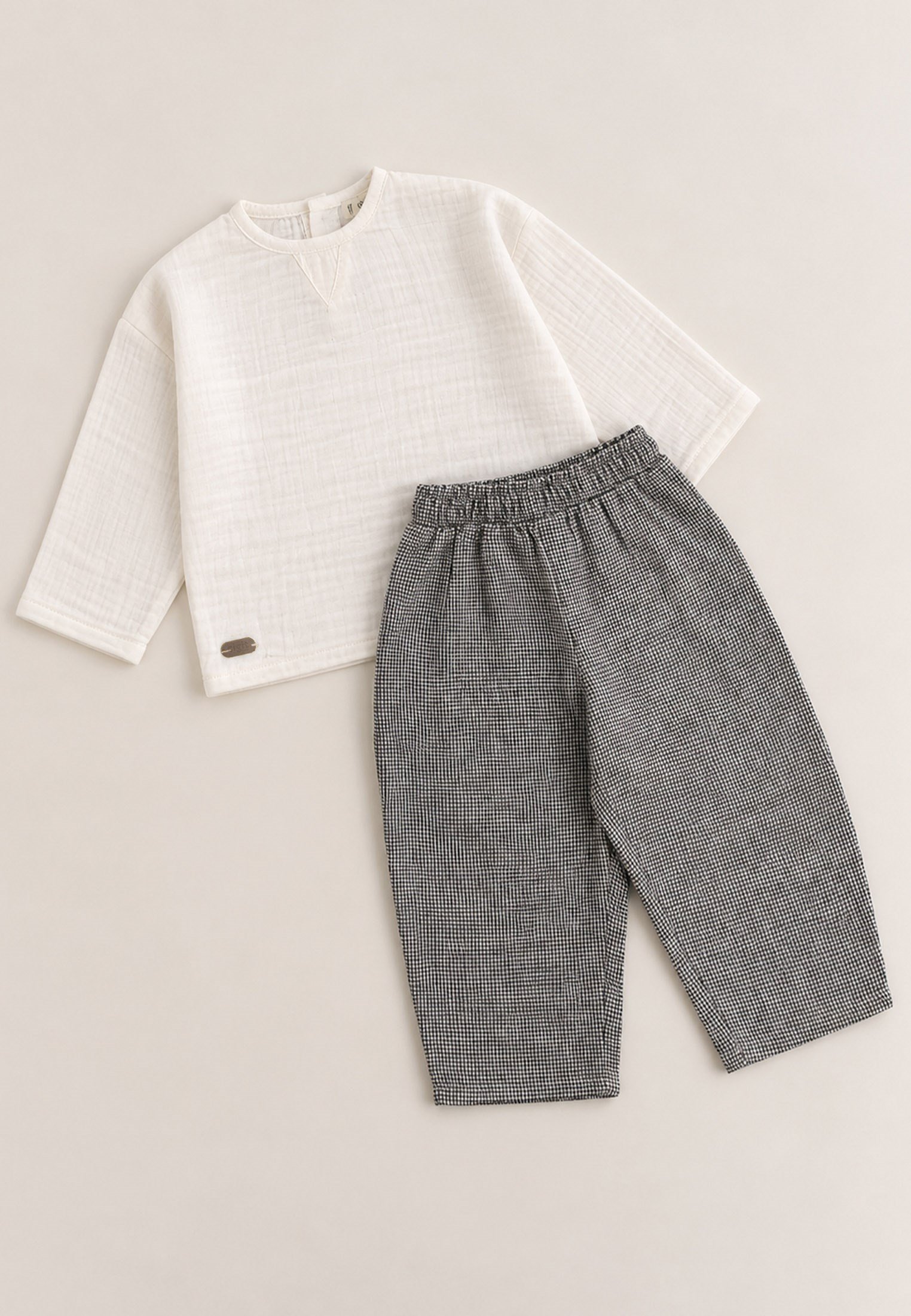 CigitMüslin Sweatshirt Takım 2-8 Yaş KIRIK BEYAZ