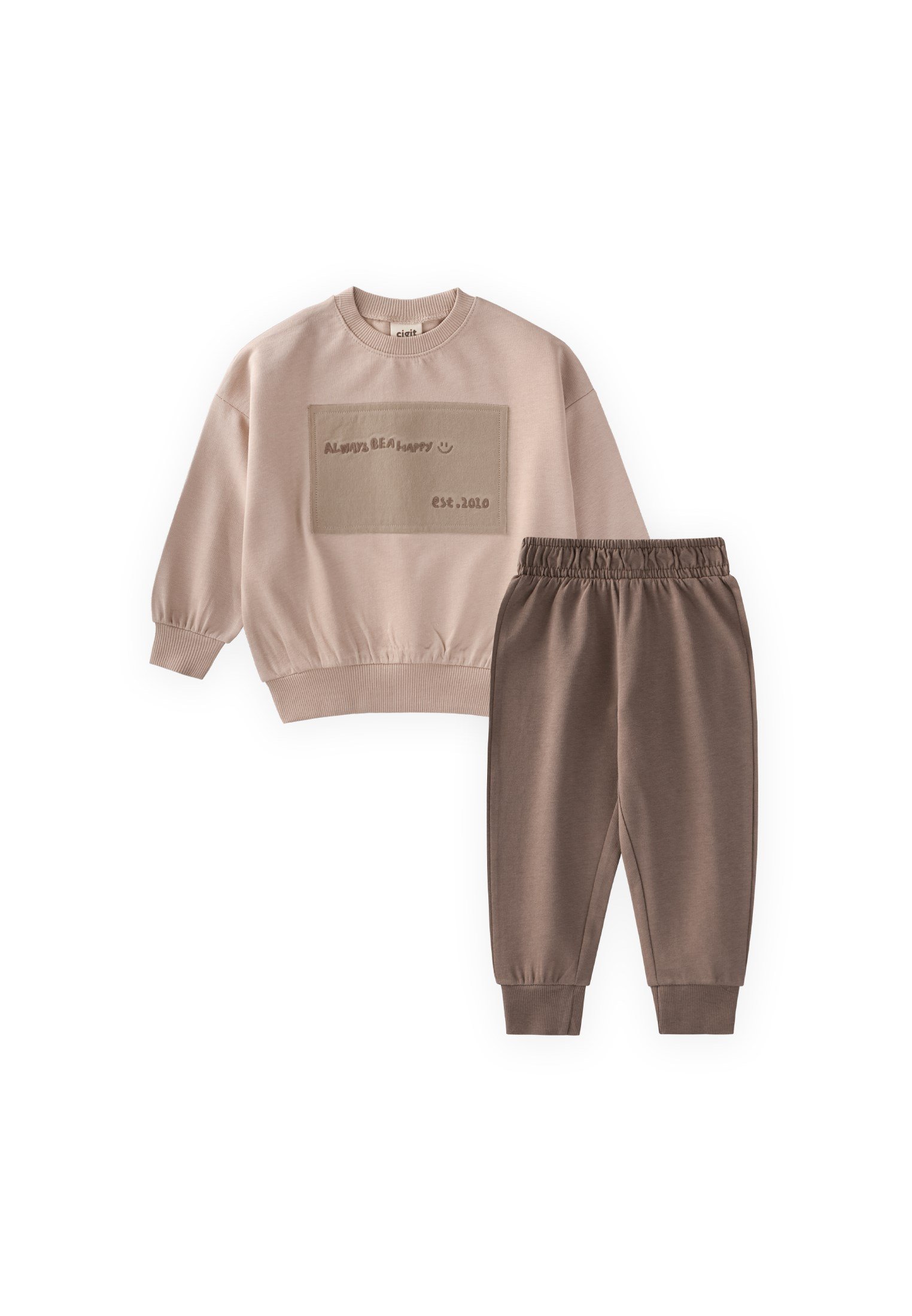 CigitAplikeli Mevsimlik Sweatshirt Takım 1-7 Yaş BEJ