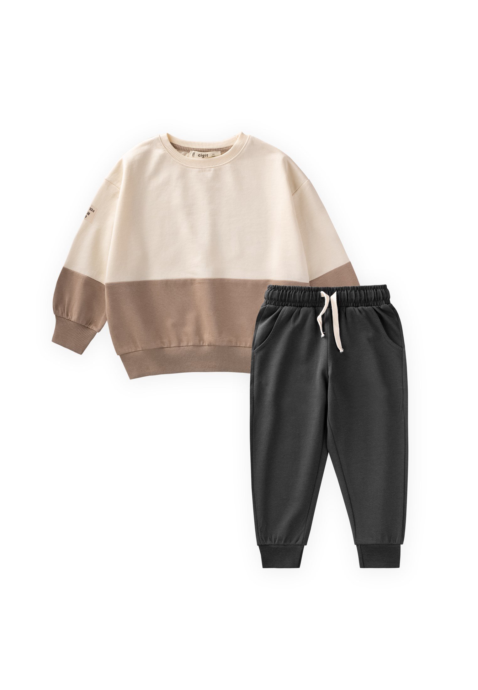 CigitGarnili Sweatshirt Takım 2-8 Yaş EKRU ANTRASİT