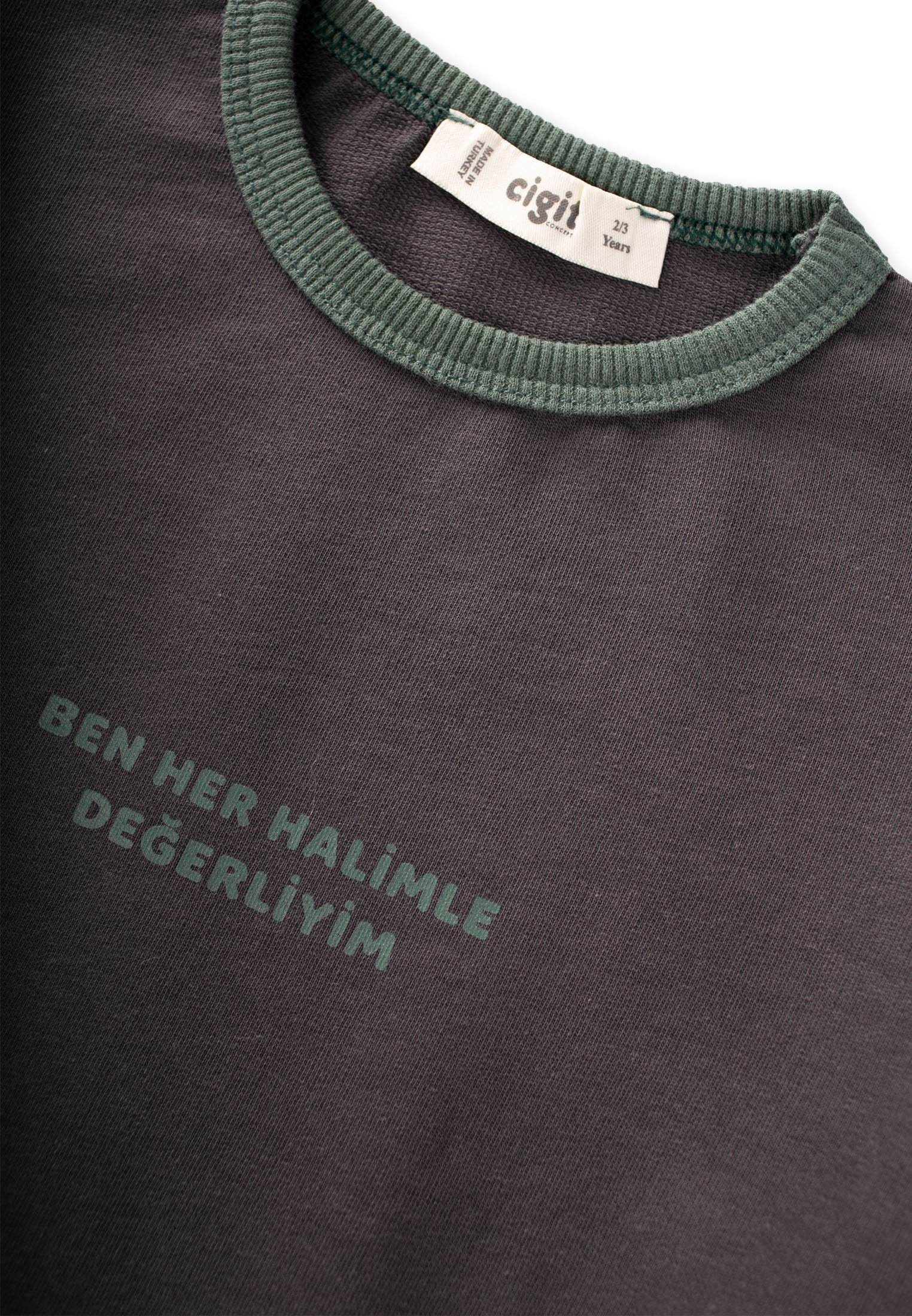 CigitGeniş Kesim Mevsimlik Uzun Kollu T-Shirt 2-8 Yaş ANTRASİT