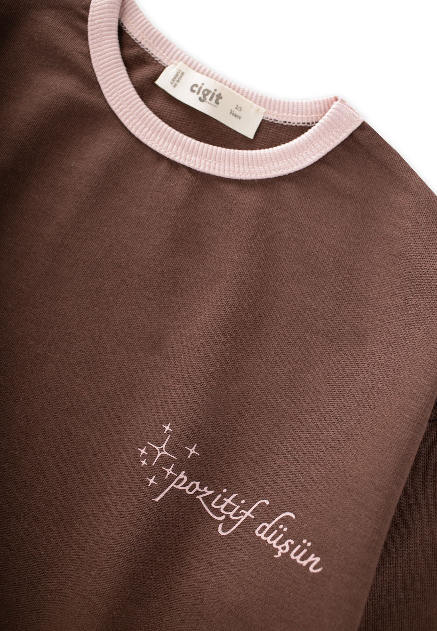 CigitGeniş Kesim Mevsimlik Uzun Kollu T-Shirt 2-8 Yaş KAHVERENGİ