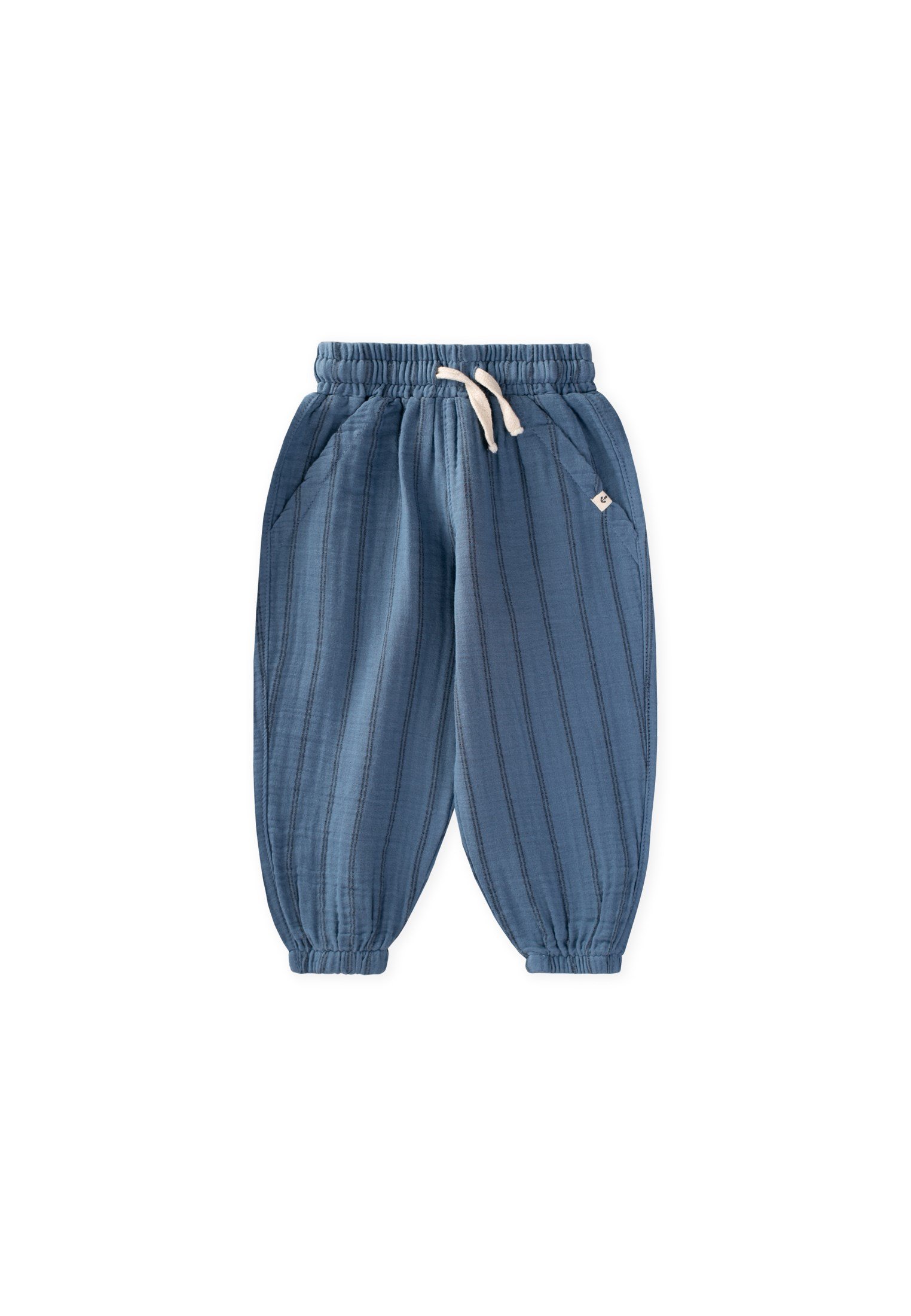 CigitMüslin Şalvar Pantolon 1-6 Yaş İNDİGO ÇİFT ÇİZGİ