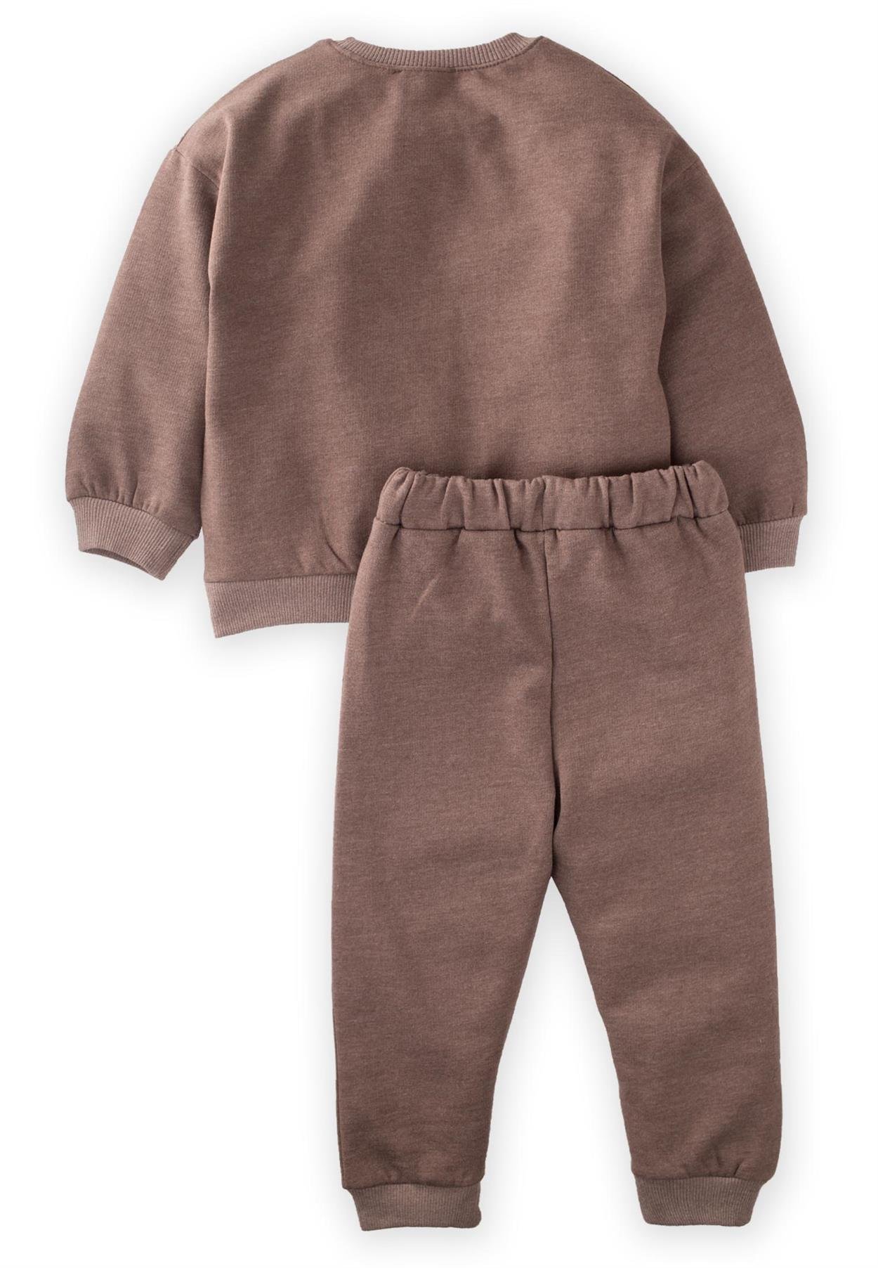 CigitBasic Karyoka Detaylı Sweatshırt Takım 3-8 Yaş KAHVE MELANJ