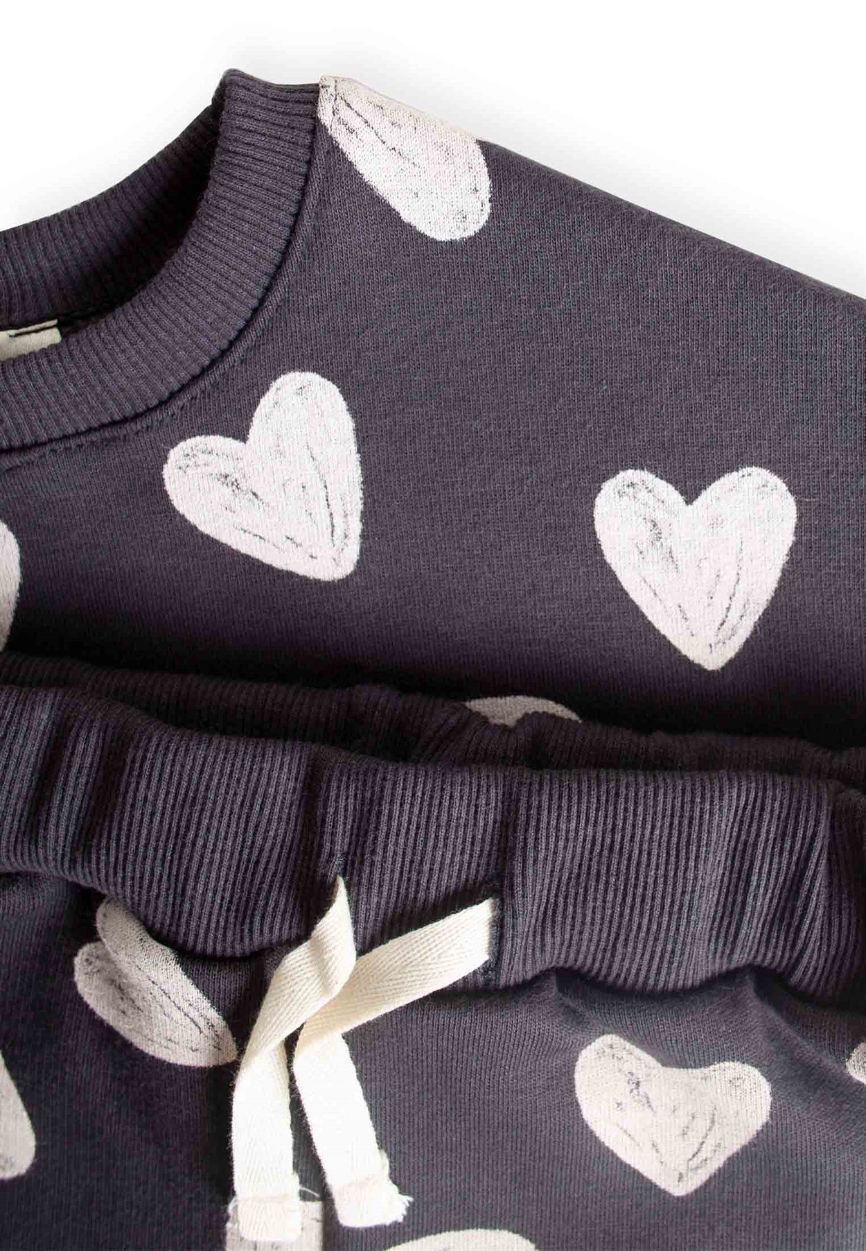 80966 - 5038CigitDesenli Sweatshırt Takım 2-8 Yaş ANTRASİT 