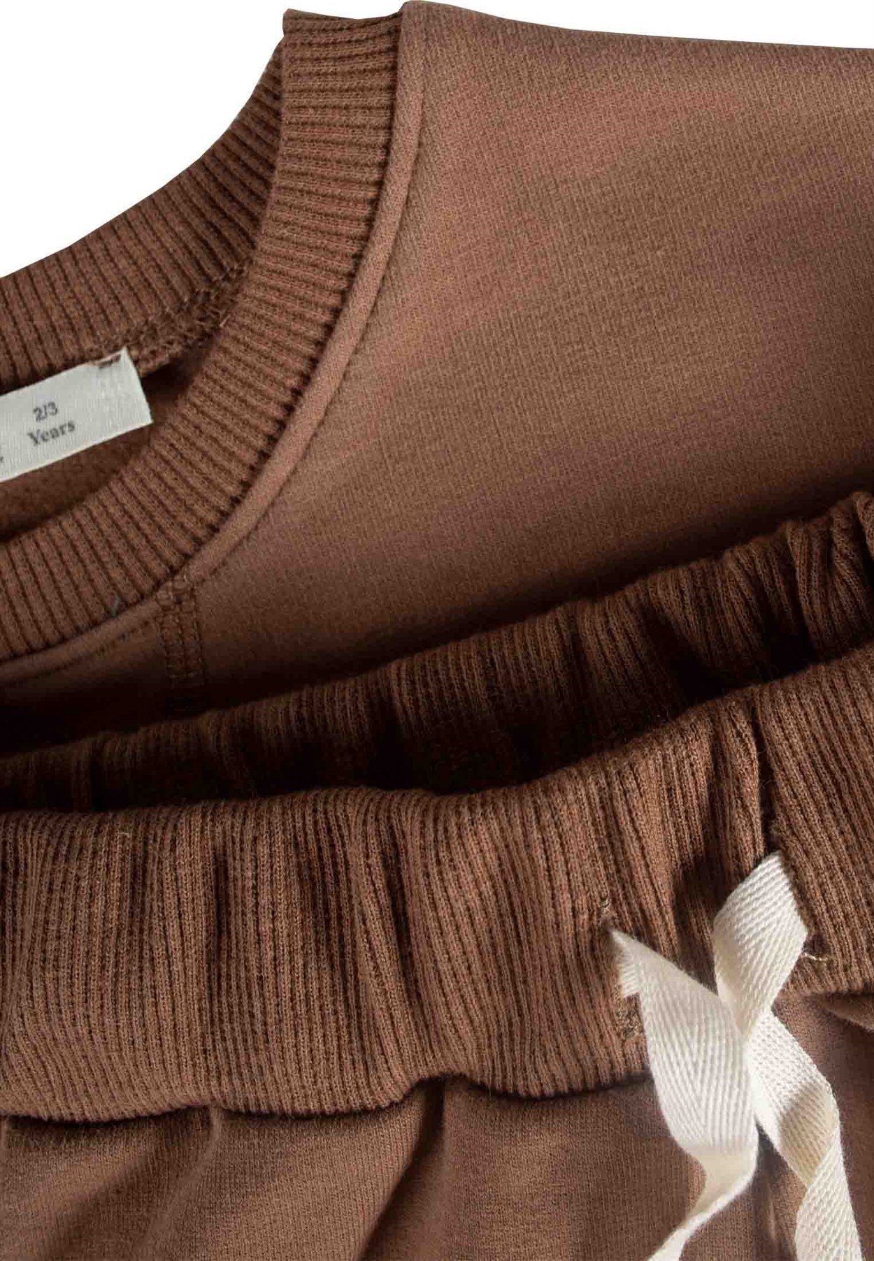 80967 - 5025CigitKaryoka Detaylı Sweat Takım 2-7 Yaş KAHVE 