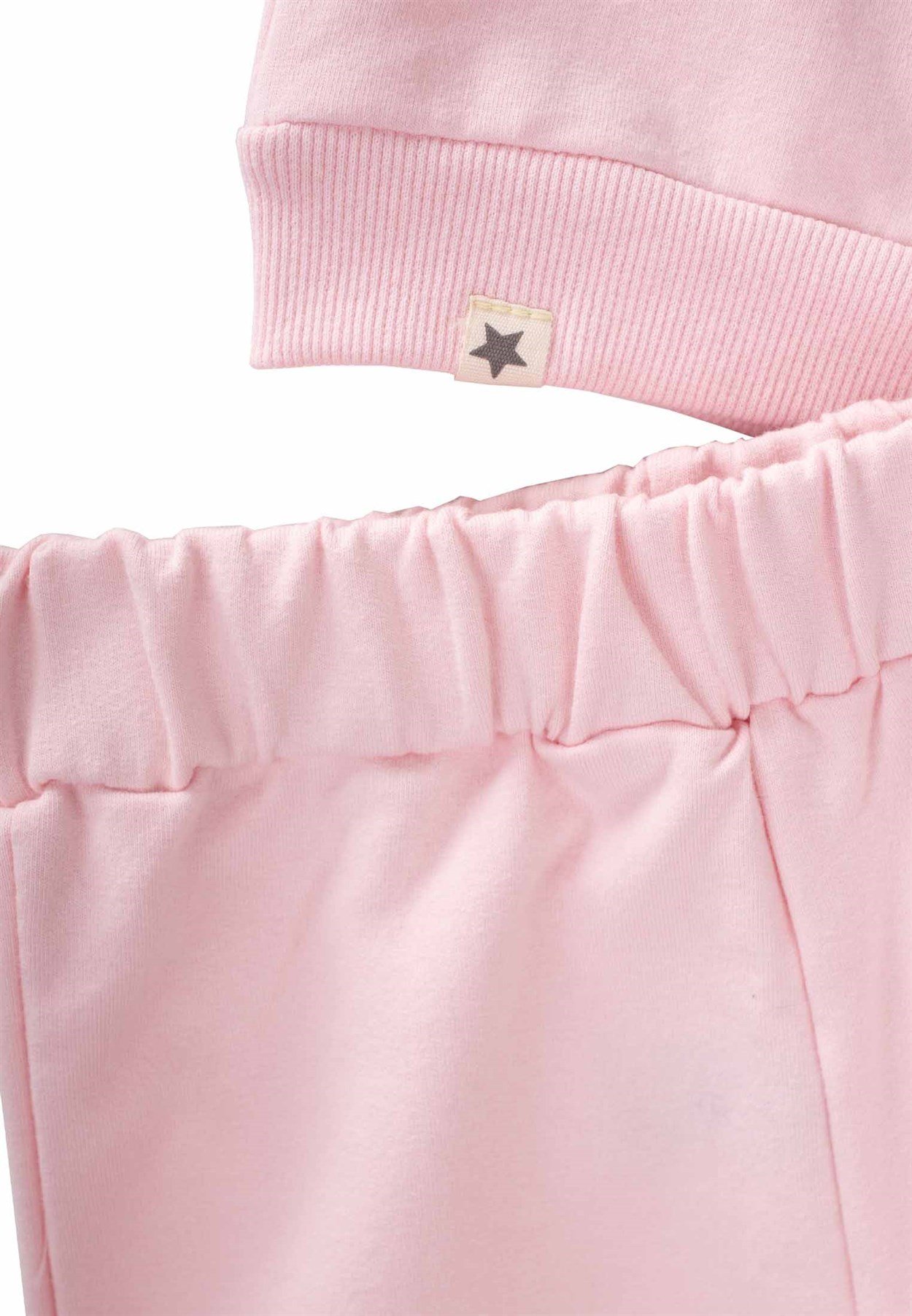 81002 - 5002CigitV Karyoka Detaylı Sweatshırt Takım 3-8 Yaş PUDRA PEMBE 