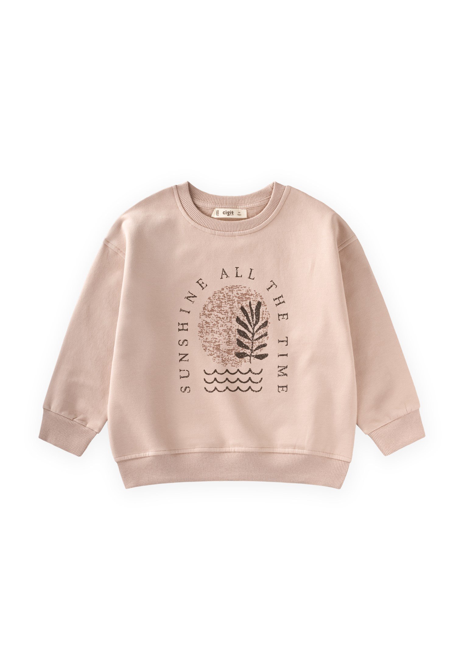 CigitDağ Baskılı Sweatshırt 3-9 Yaş BEJ