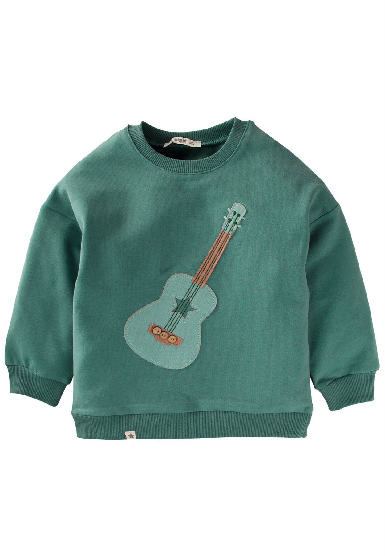 CigitGitar Aplikeli Sweatshırt 2-9 Yaş ÇAĞLA YEŞİLİ
