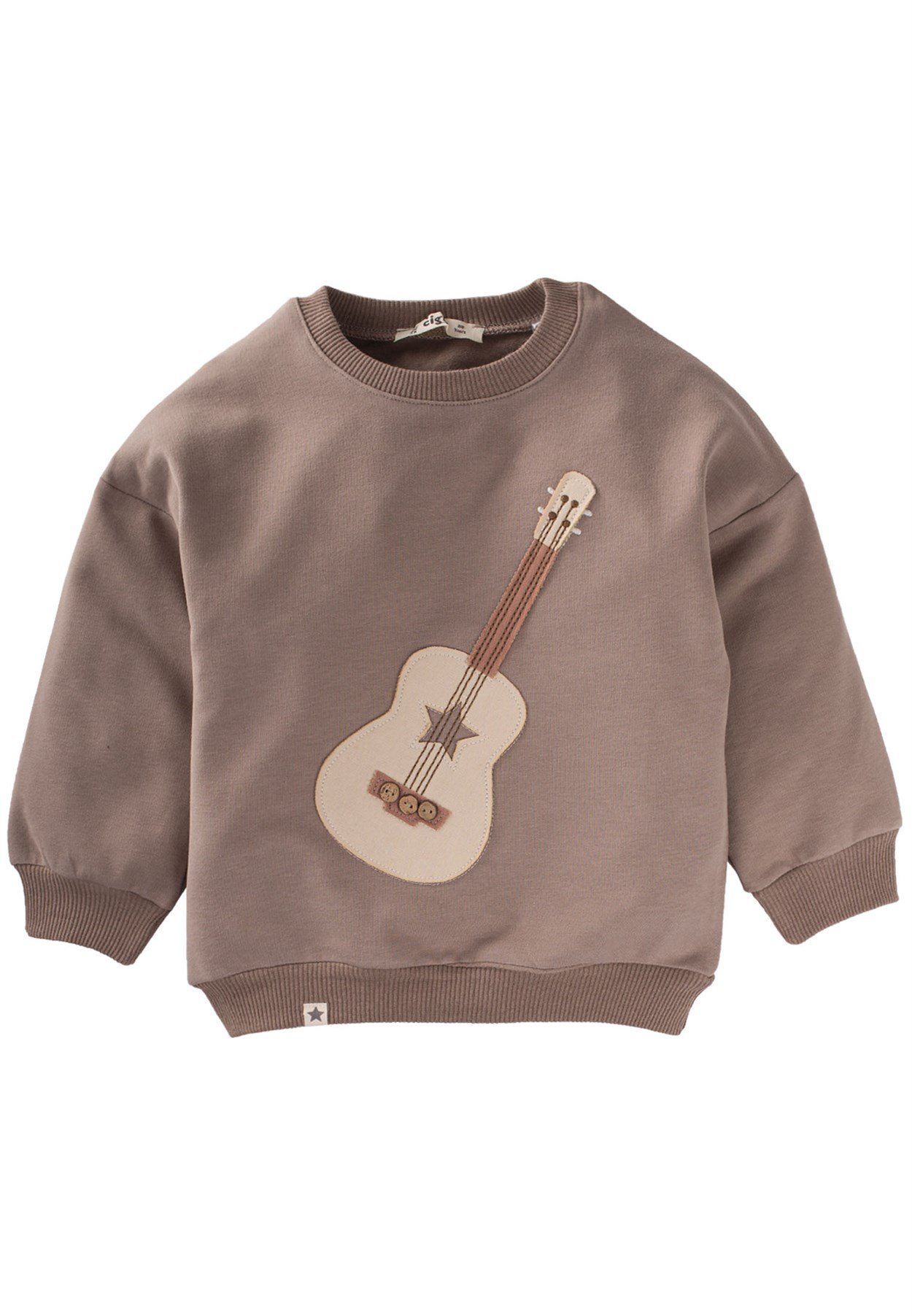 CigitGitar Aplikeli Sweatshırt 2-9 Yaş VİZON