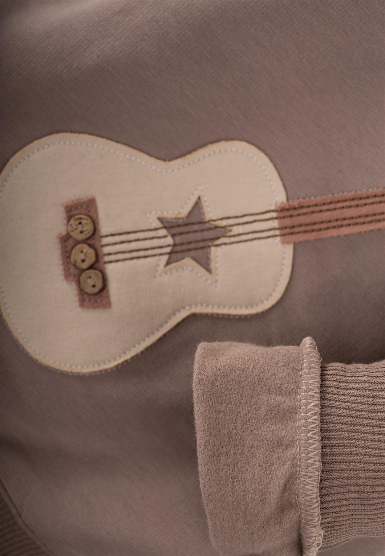CigitGitar Aplikeli Sweatshırt 2-9 Yaş VİZON