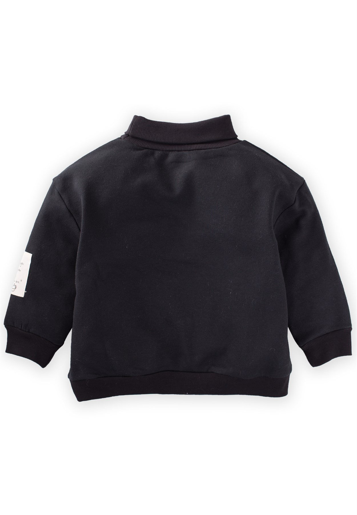 81065 - 5037CigitBalıkçı Yaka Etiket Detaylı Sweatshırt 2-8 Yaş SİYAH