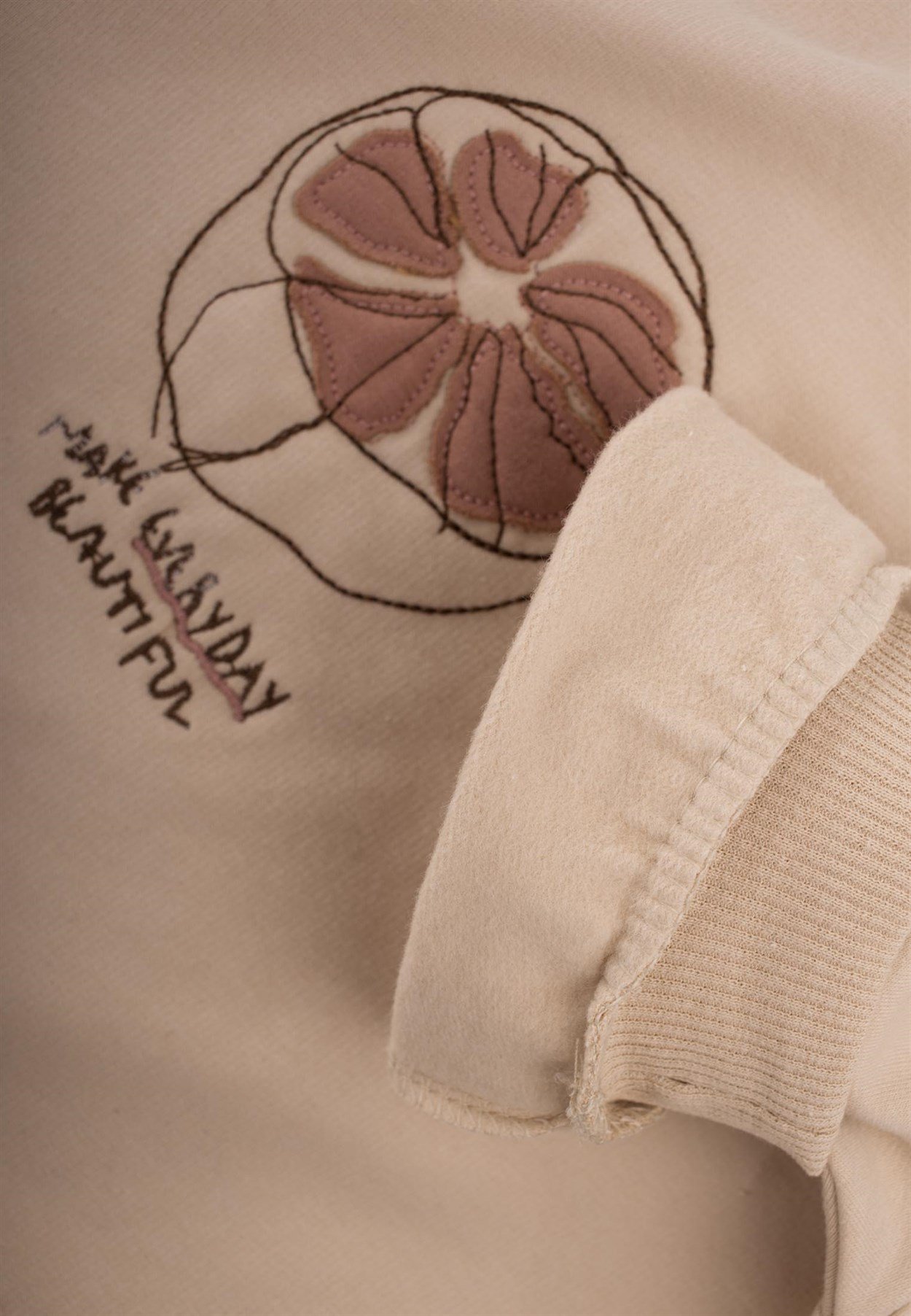 81072 - 5122CigitMeyve Nakışlı Sweatshırt 2-9 Yaş KUM